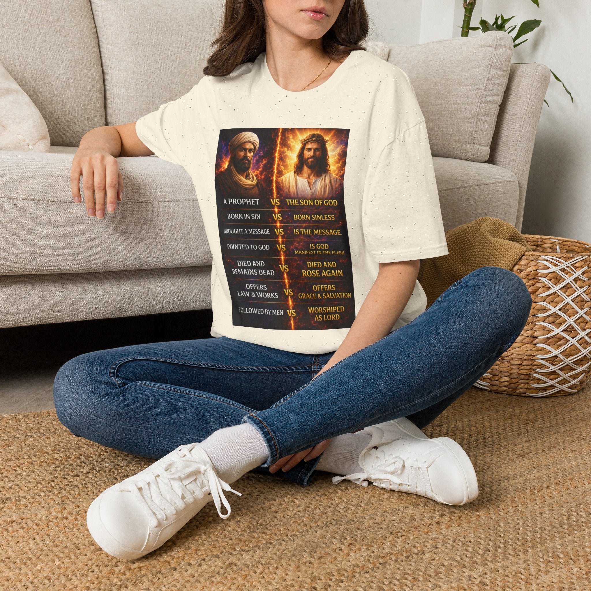 Religious Comparison Graphic Tee — 'A Prophet vs The Son of God'