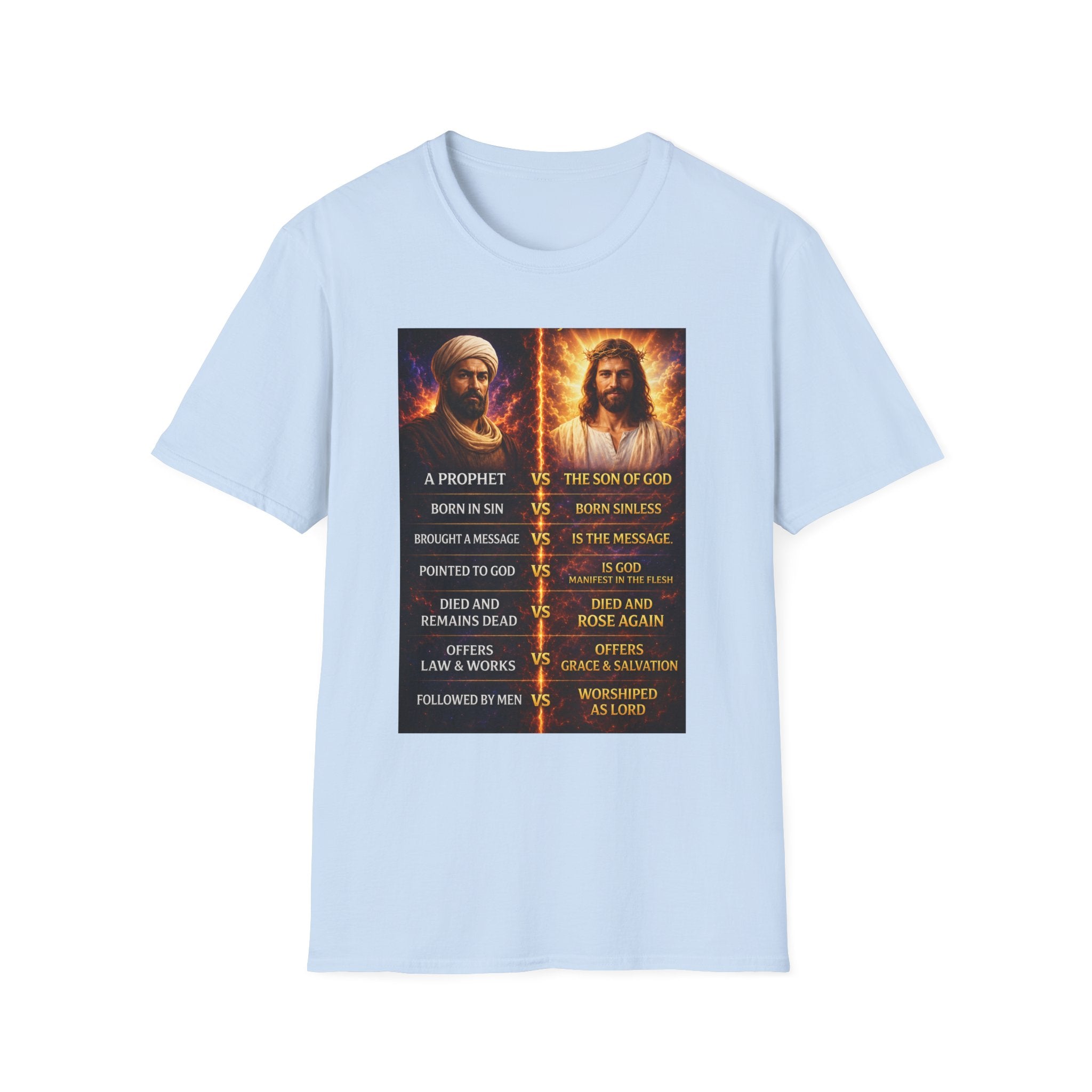 Religious Comparison Graphic Tee — 'A Prophet vs The Son of God'