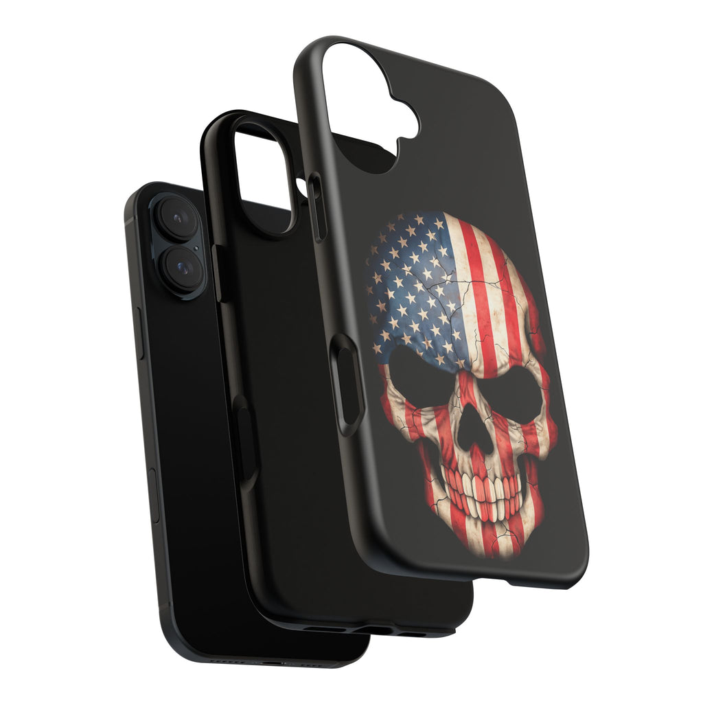 American Flag Skull Phone Case - Patriotic Tough Protective Cover
