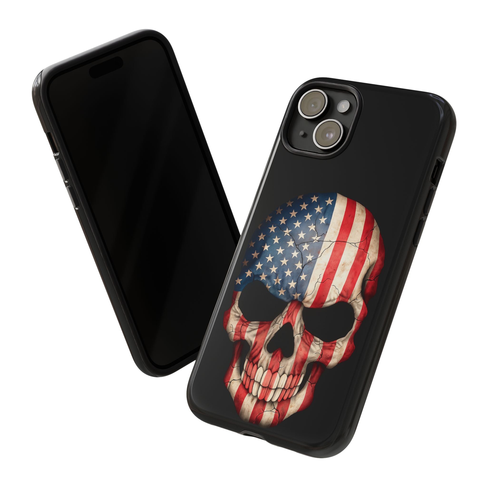 American Flag Skull Phone Case - Patriotic Tough Protective Cover