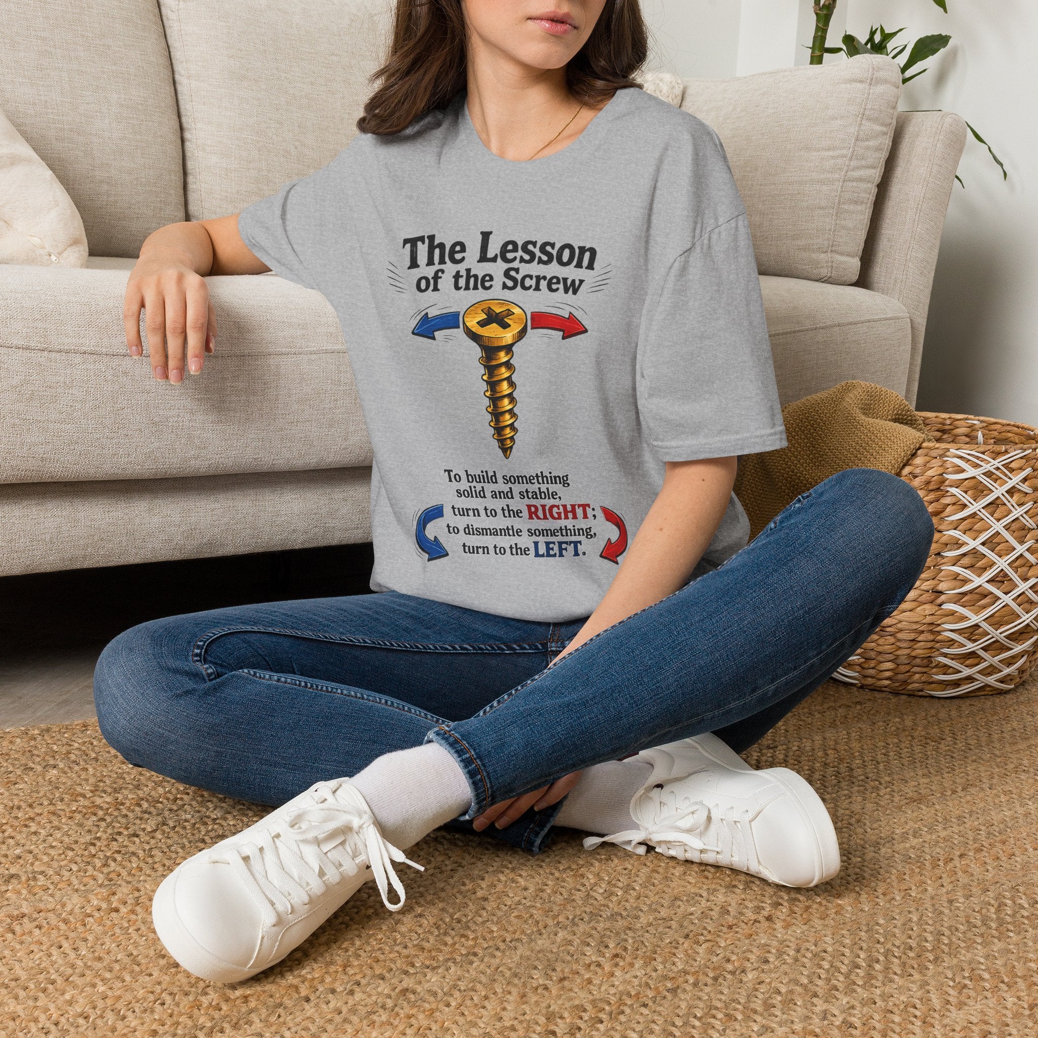 T-Shirt — “The Lesson of the Screw” Funny Instructional Graphic Tee