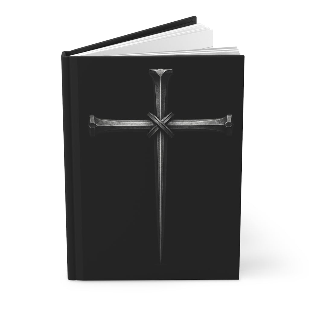 Hardcover Journal — Dark Cross & American Flag Skull Notebook