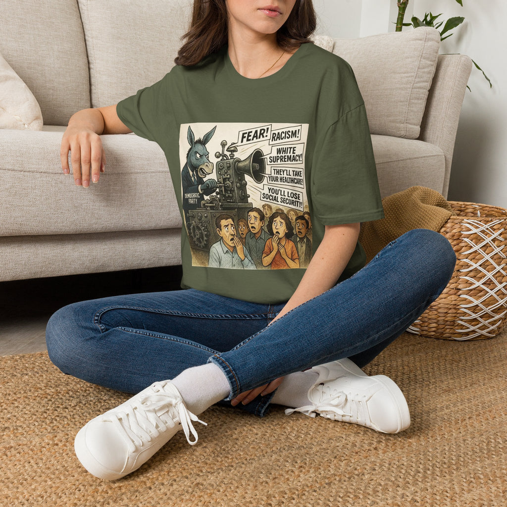 Graphic T-Shirt — Vintage Political Cartoon ‘Fear! Racism! White Supremacy!’