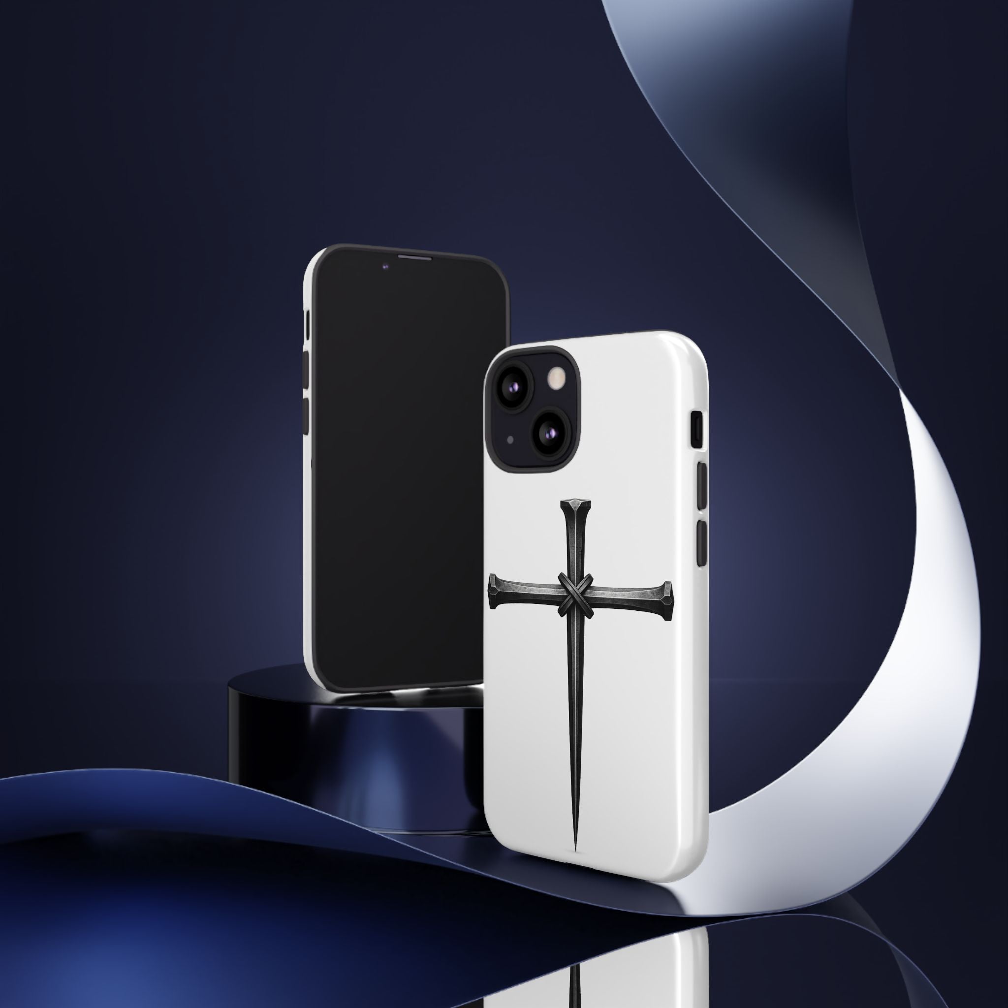 Nail Cross Tough Phone Case – Minimal Gothic Christian Armor for Samsung & iPhone
