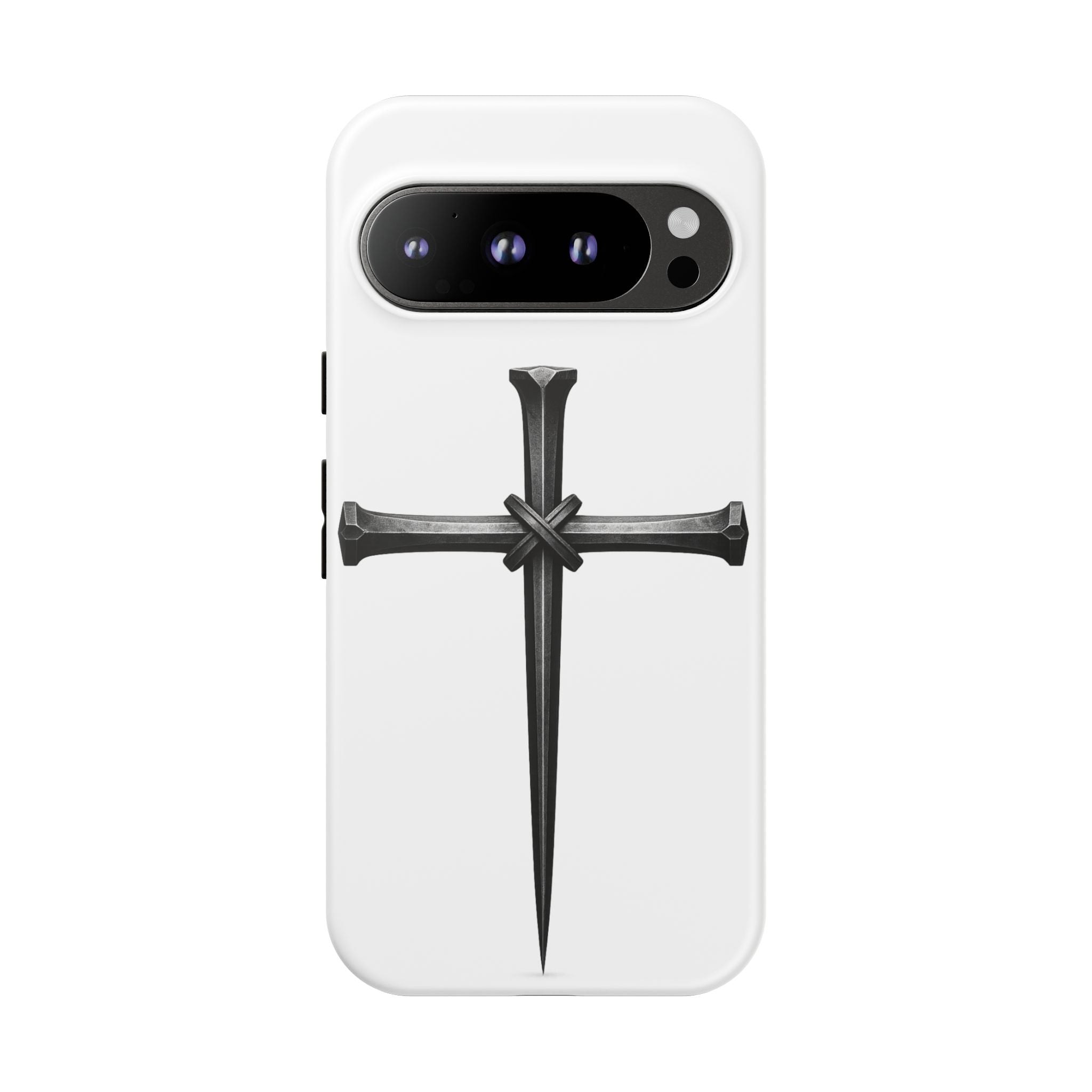 Nail Cross Tough Phone Case – Minimal Gothic Christian Armor for Samsung & iPhone