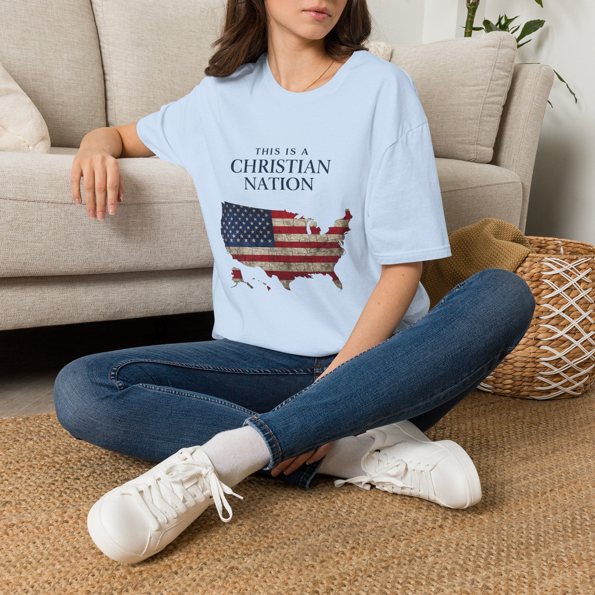Christian Nation T-Shirt — America Flag Map Graphic