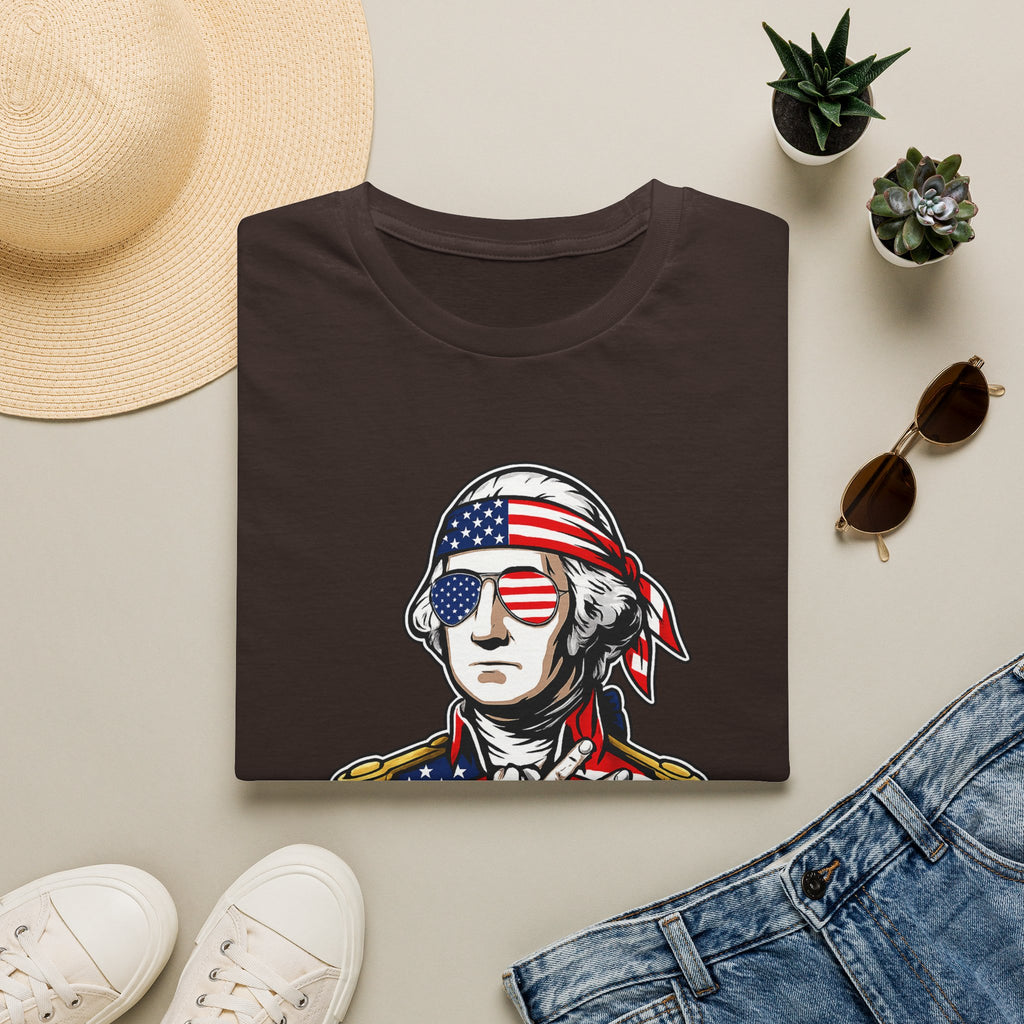 Patriotic George Washington T-Shirt – American Flag Bandana & Shades Tee