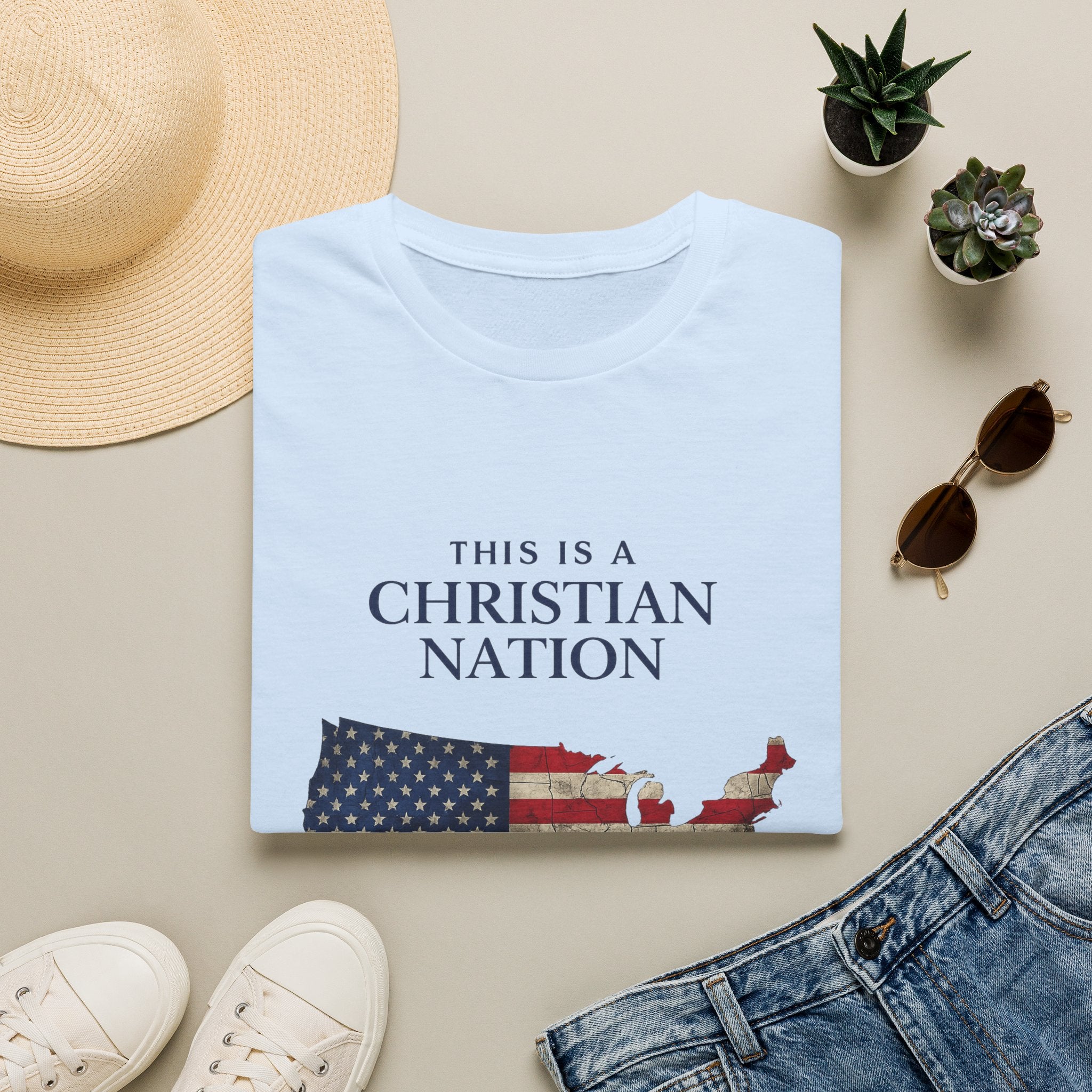 Christian Nation T-Shirt — America Flag Map Graphic