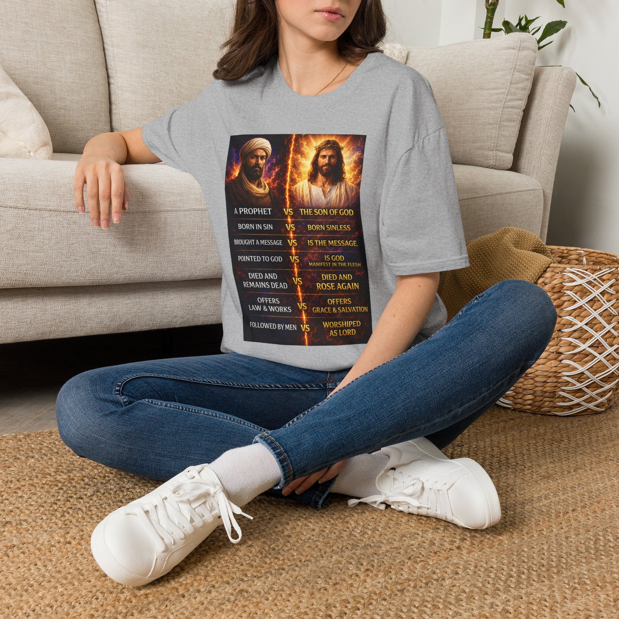 Religious Comparison Graphic Tee — 'A Prophet vs The Son of God'