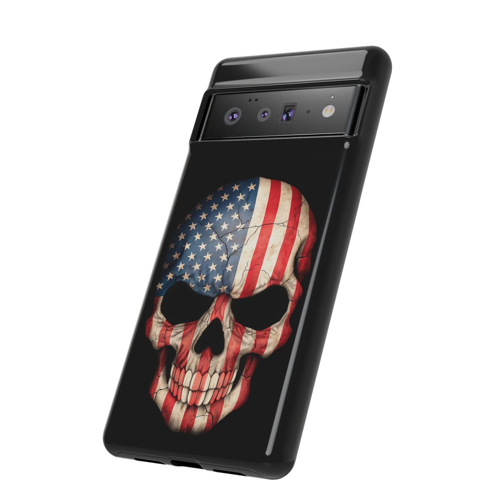 American Flag Skull Phone Case - Patriotic Tough Protective Cover