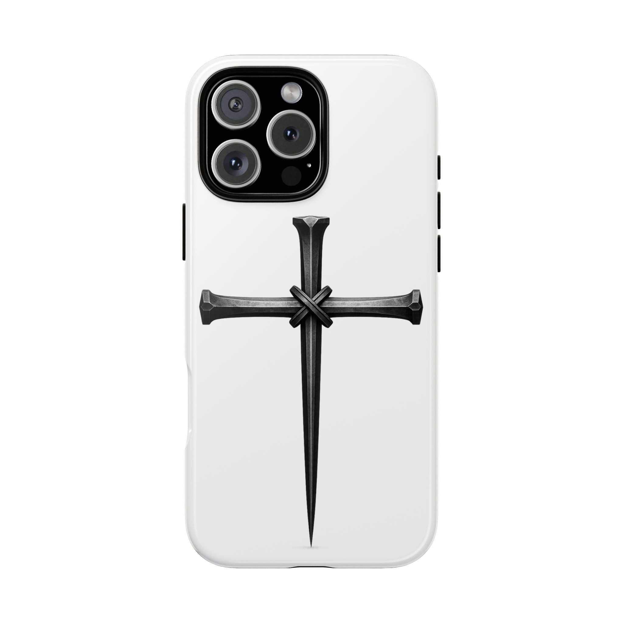 Nail Cross Tough Phone Case – Minimal Gothic Christian Armor for Samsung & iPhone