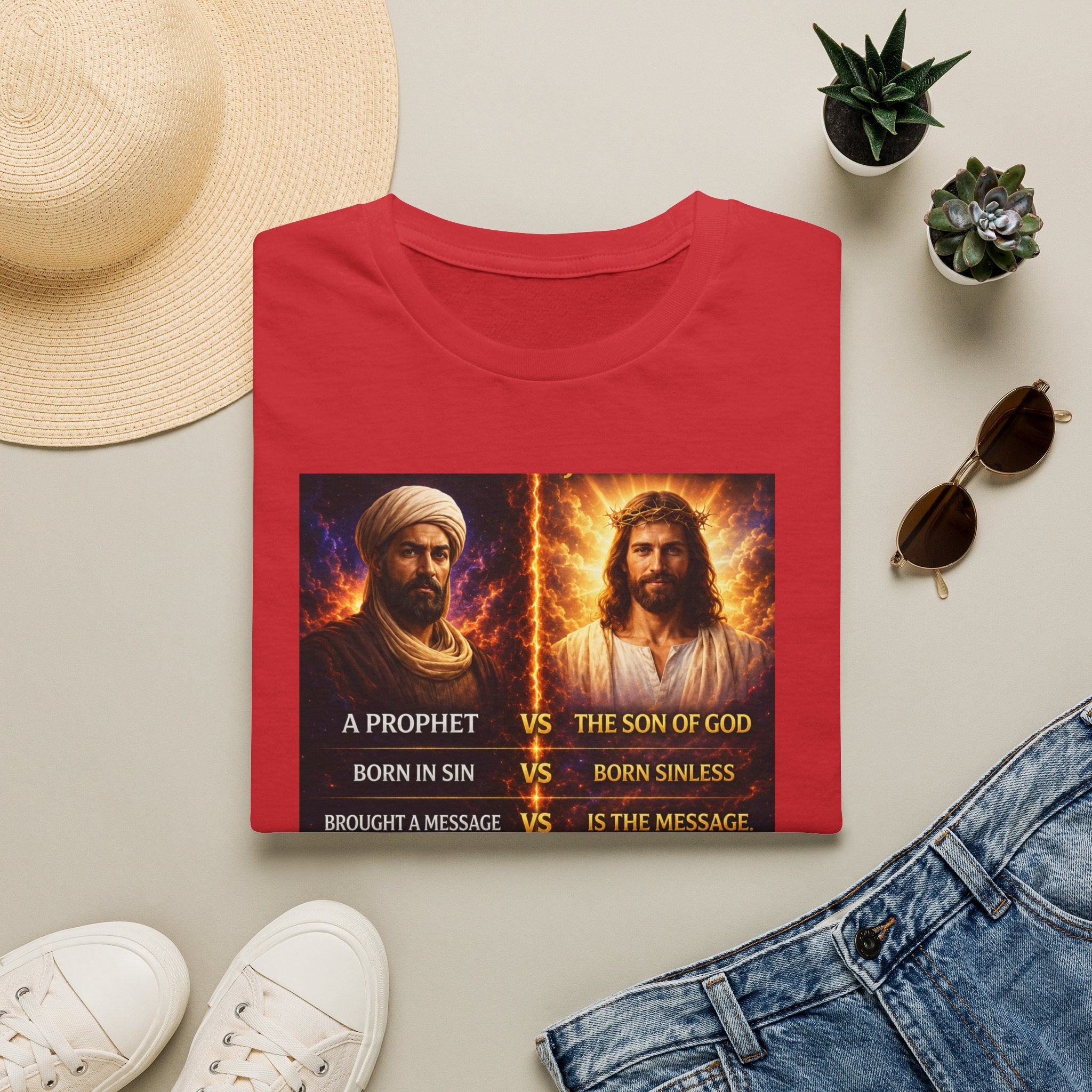 Religious Comparison Graphic Tee — 'A Prophet vs The Son of God'
