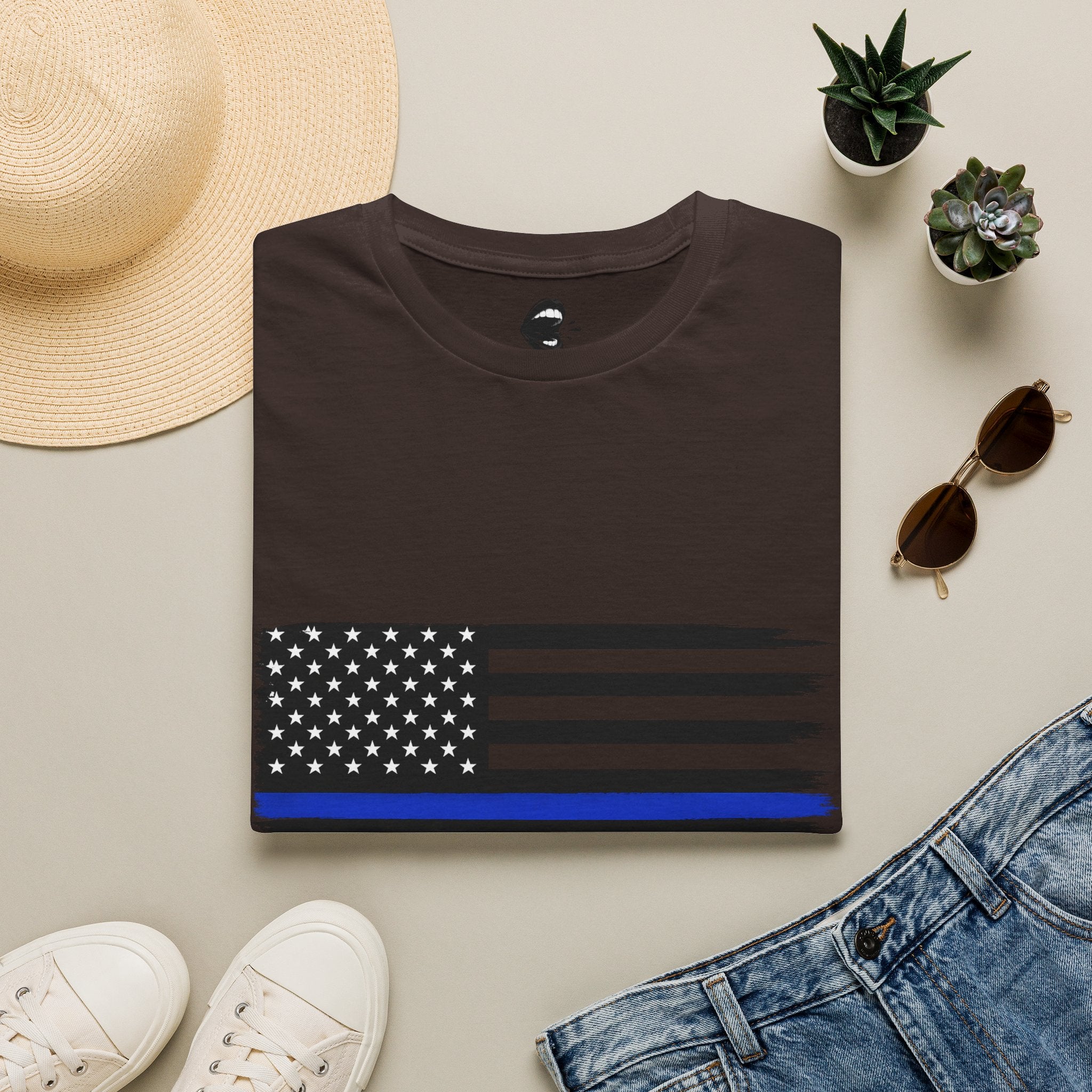 T-Shirt — Thin Blue Line American Flag "Back The Blue" Patrol Tee