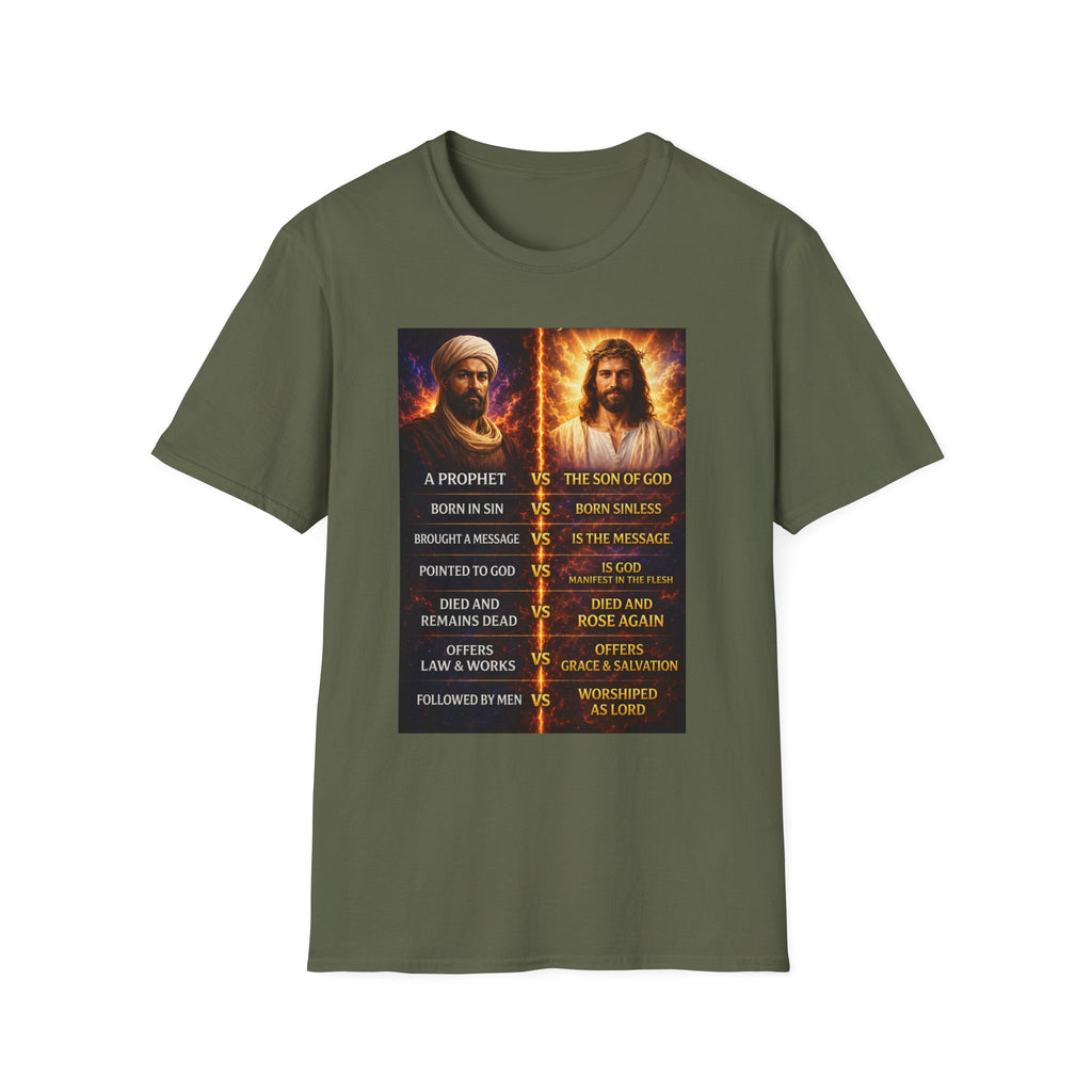 Religious Comparison Graphic Tee — 'A Prophet vs The Son of God'