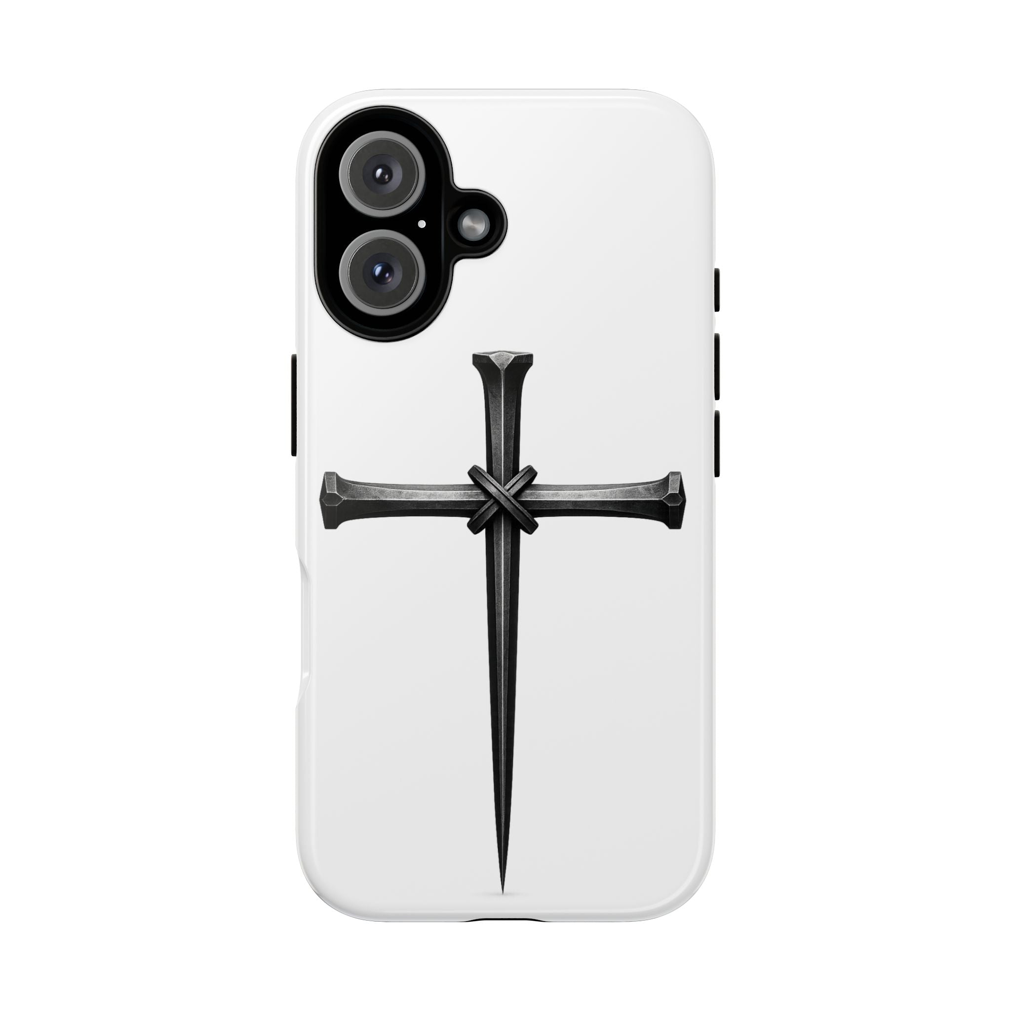 Nail Cross Tough Phone Case – Minimal Gothic Christian Armor for Samsung & iPhone