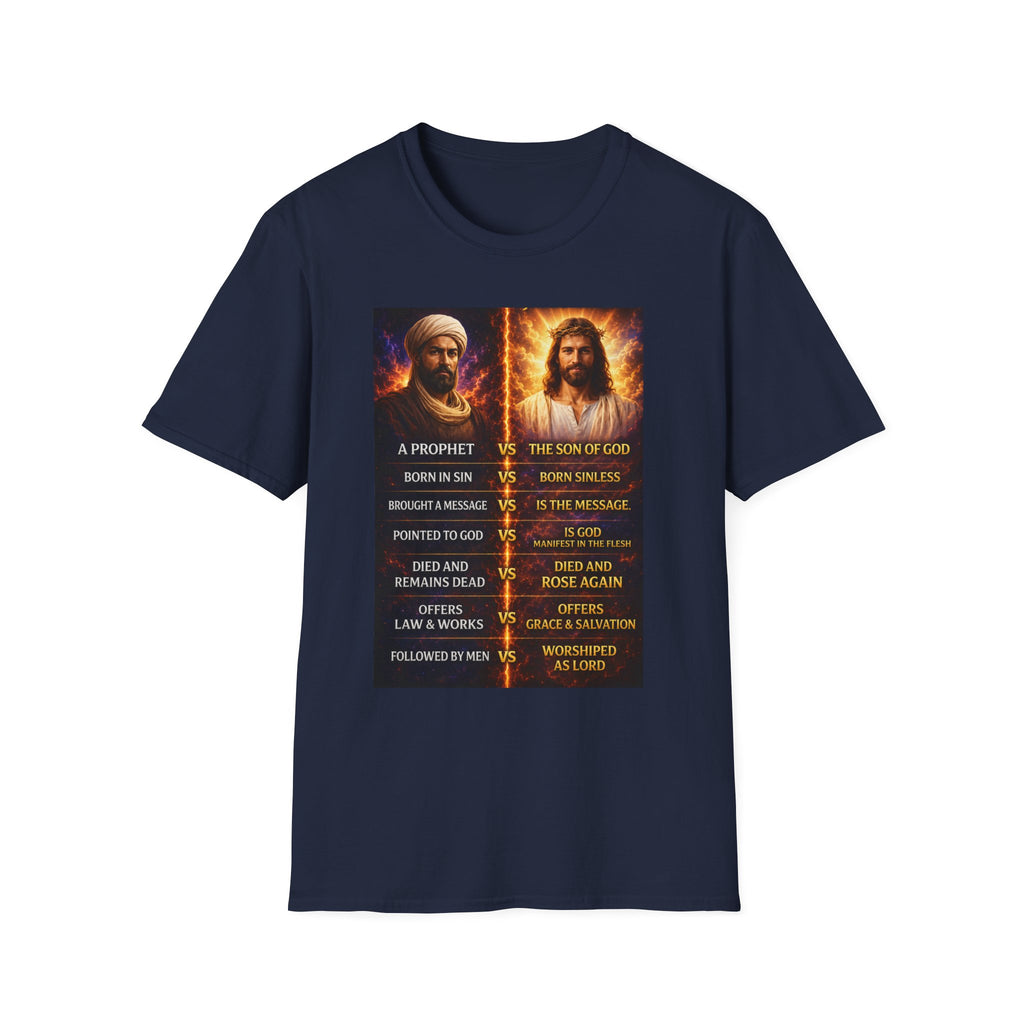 Religious Comparison Graphic Tee — 'A Prophet vs The Son of God'