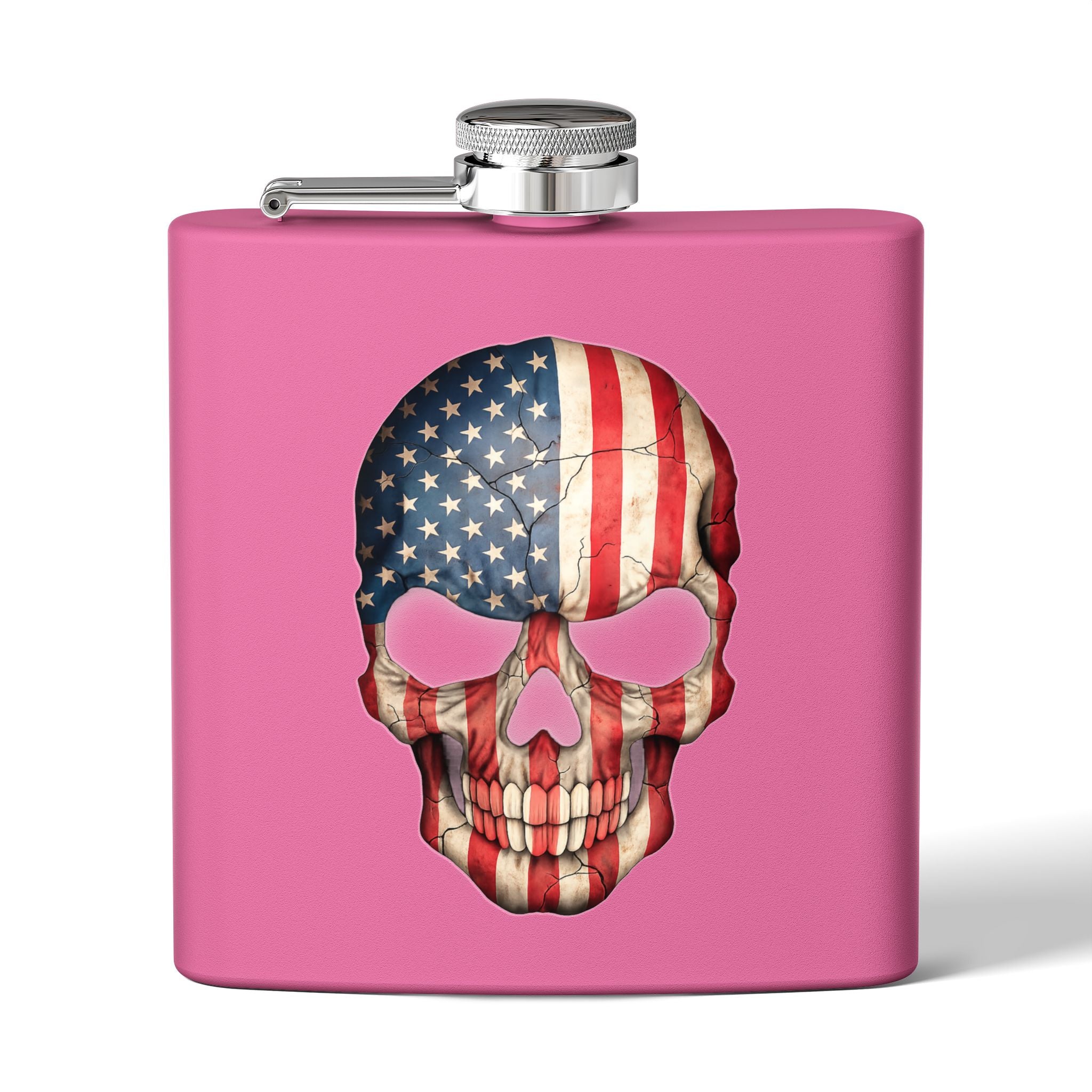 American Flag Skull Flask — 6oz Stainless Steel Patriotic Hip Flask