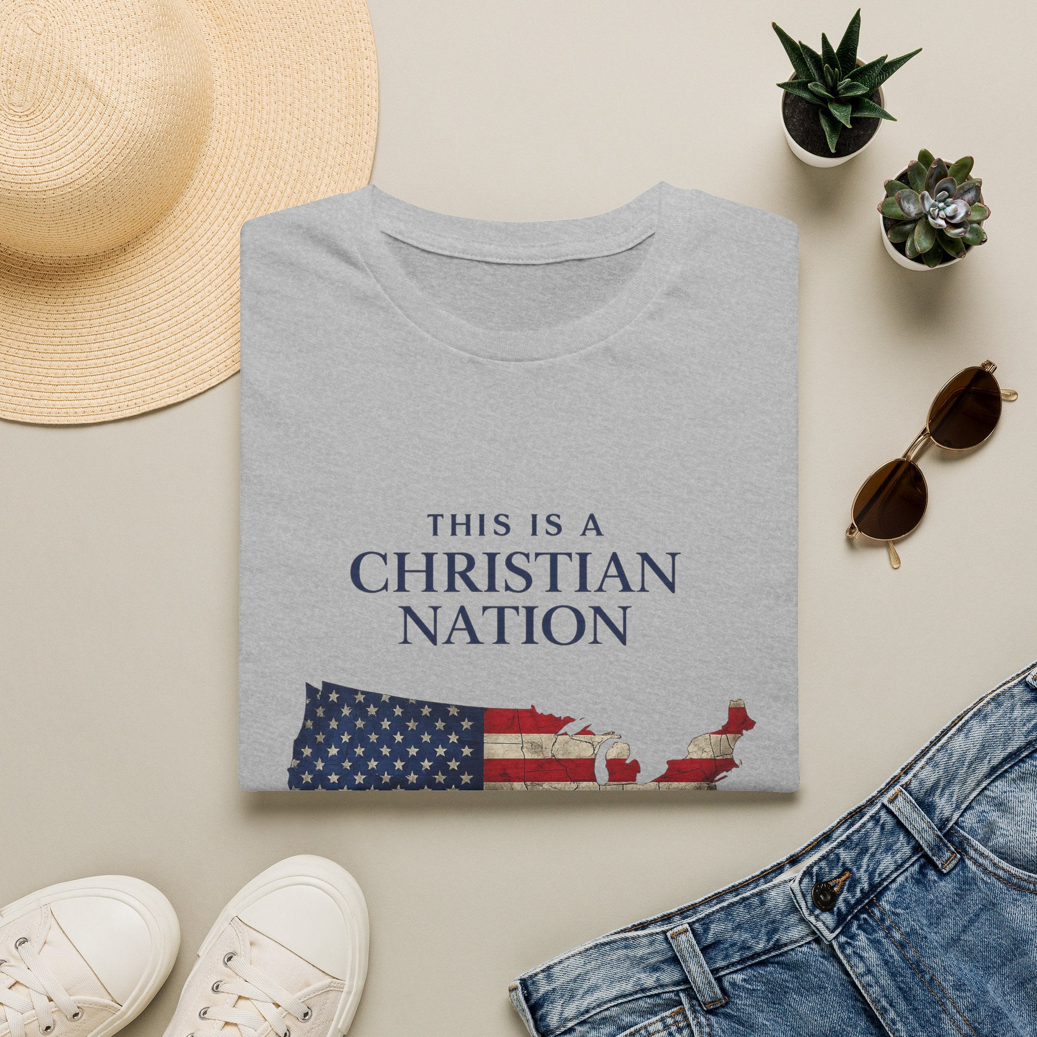 Christian Nation T-Shirt — America Flag Map Graphic
