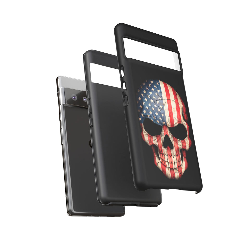 American Flag Skull Phone Case - Patriotic Tough Protective Cover