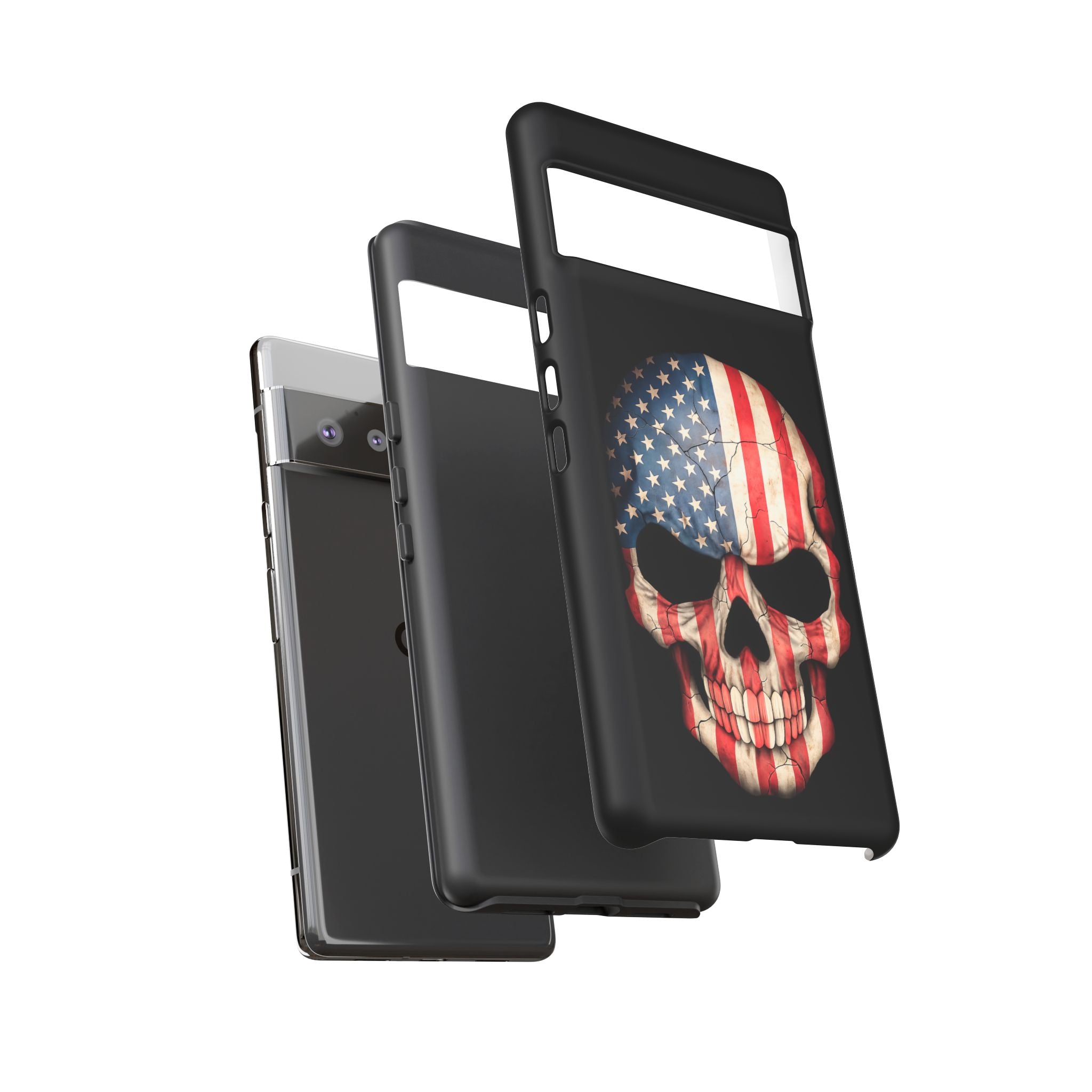 American Flag Skull Phone Case - Patriotic Tough Protective Cover