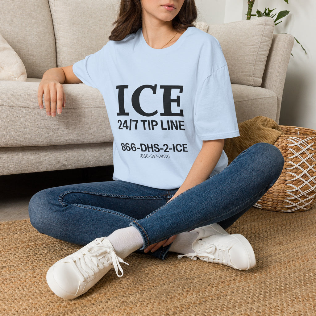 ICE 24/7 Tip Line T-Shirt — Funny ICE Hotline Graphic Tee