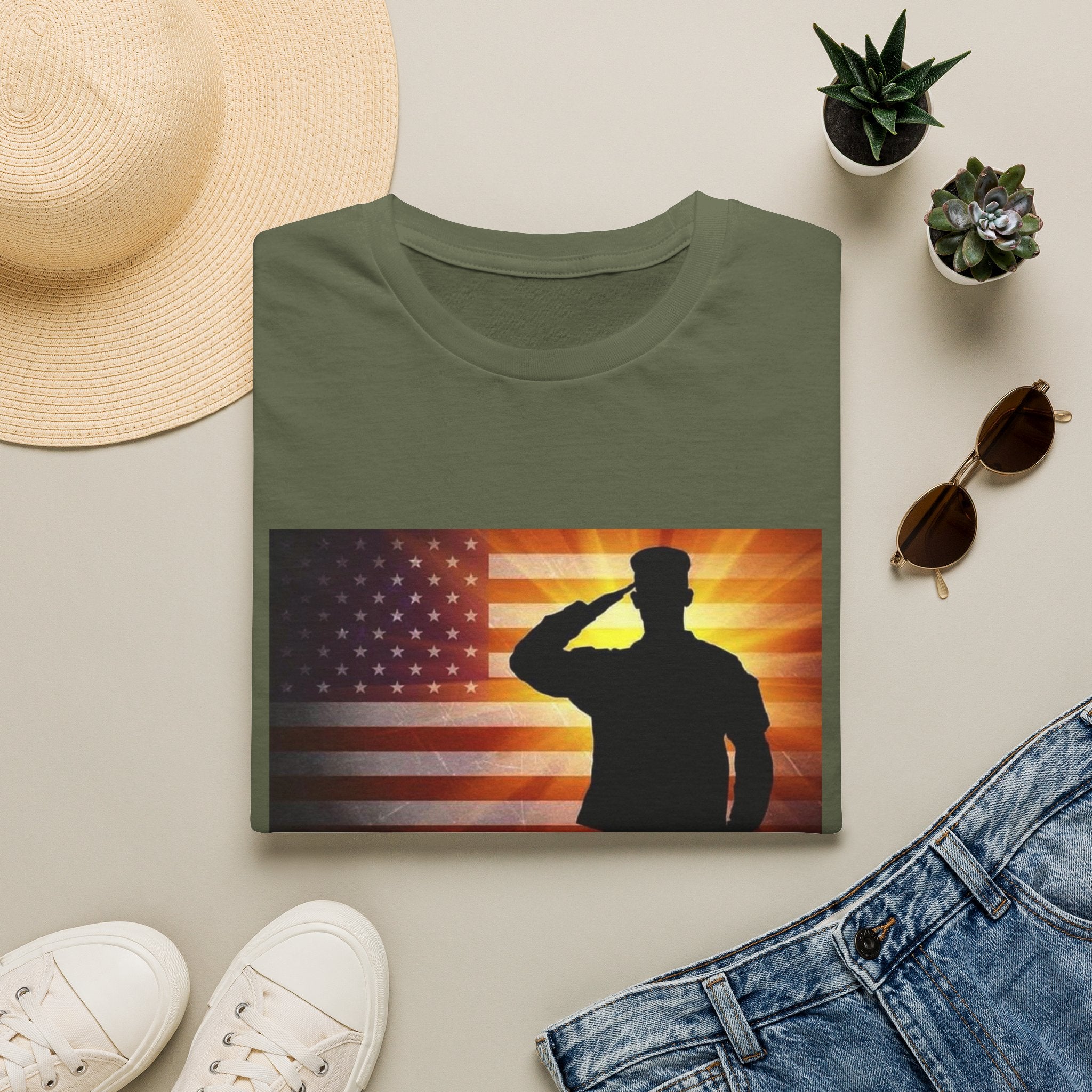 Military Salute T-Shirt — American Flag Veteran Tribute Tee