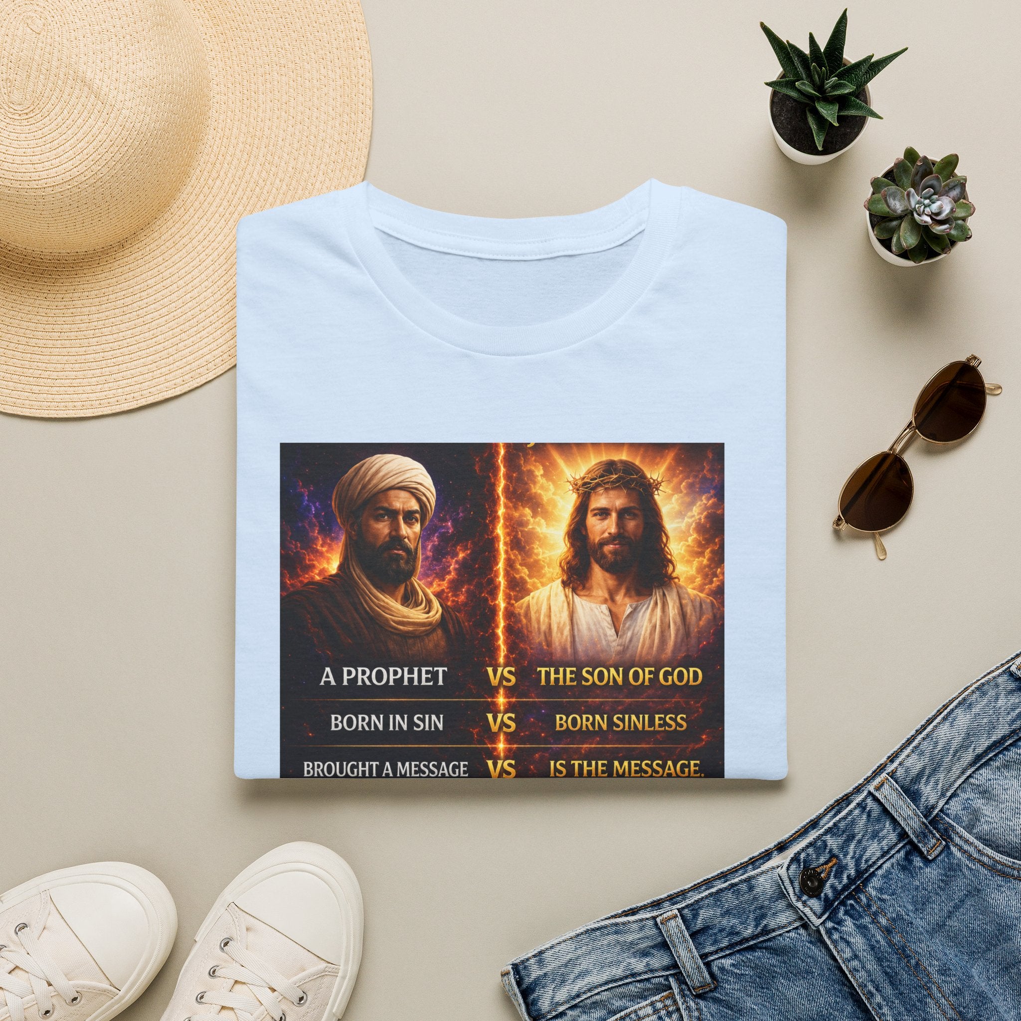 Religious Comparison Graphic Tee — 'A Prophet vs The Son of God'