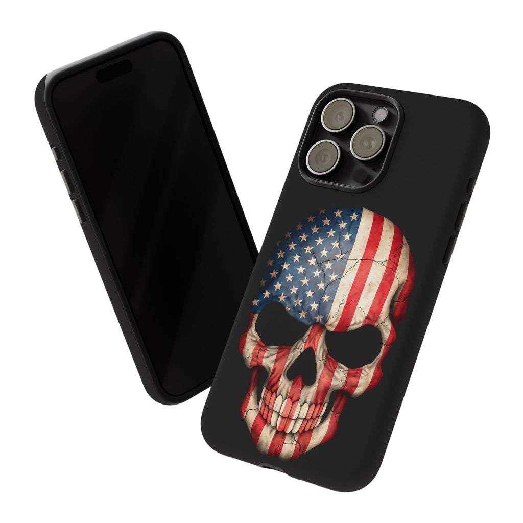 American Flag Skull Phone Case - Patriotic Tough Protective Cover