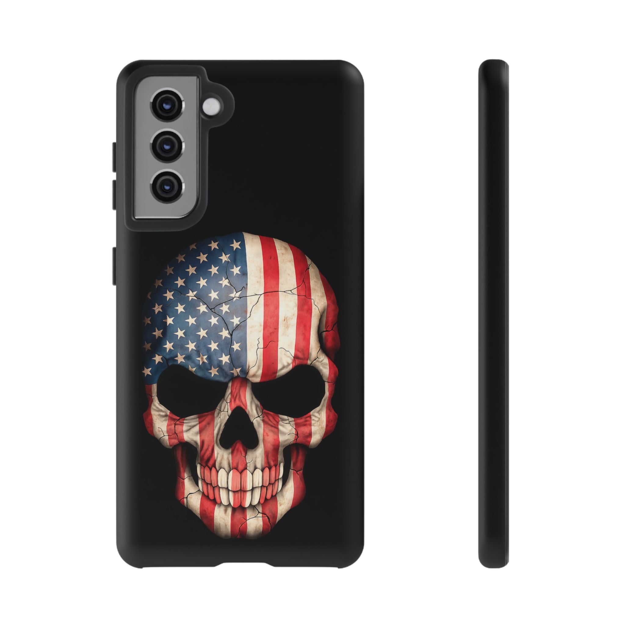 American Flag Skull Phone Case - Patriotic Tough Protective Cover
