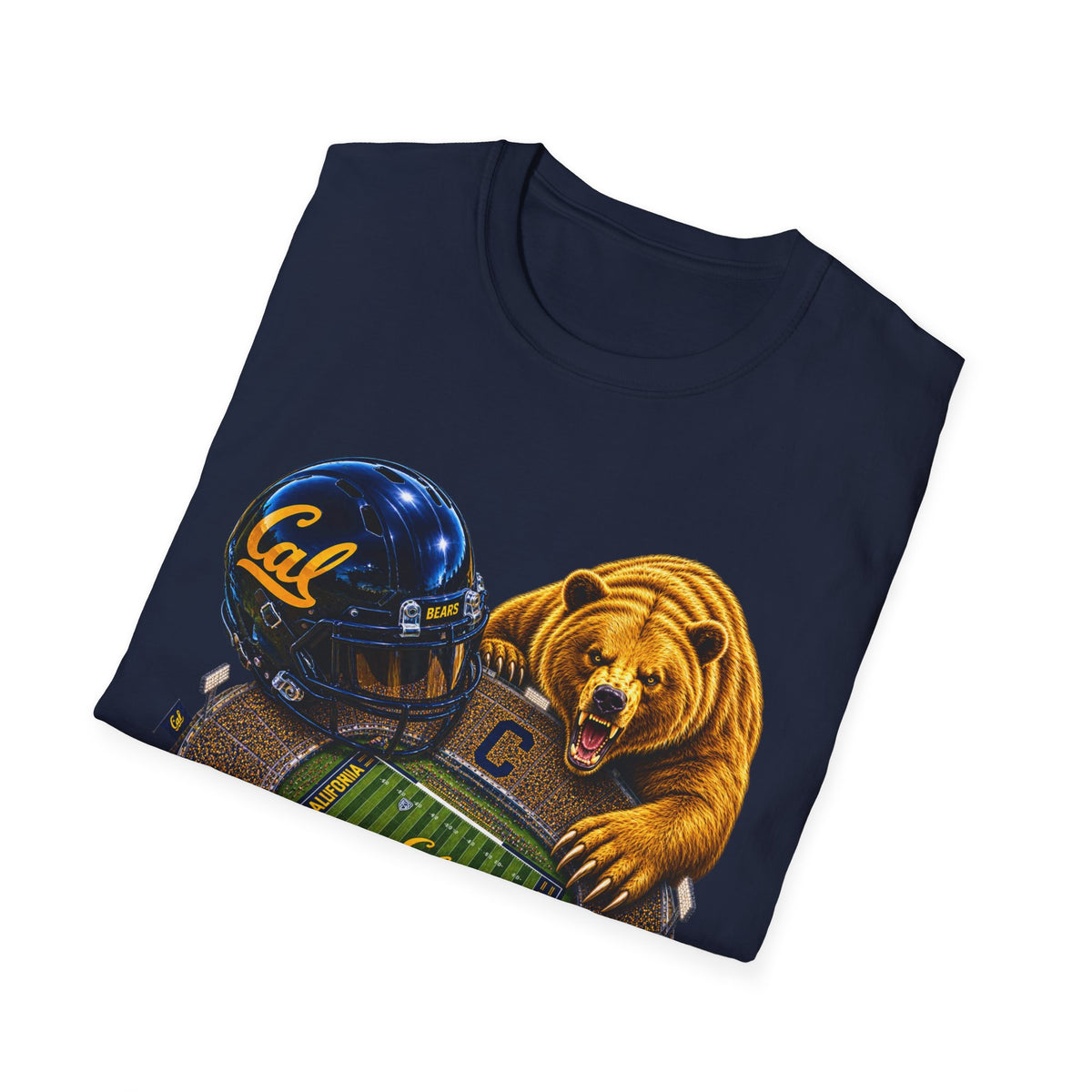 Cal Bears Football Stadium T-Shirt — Golden Bear Helmet Stadium Graphic