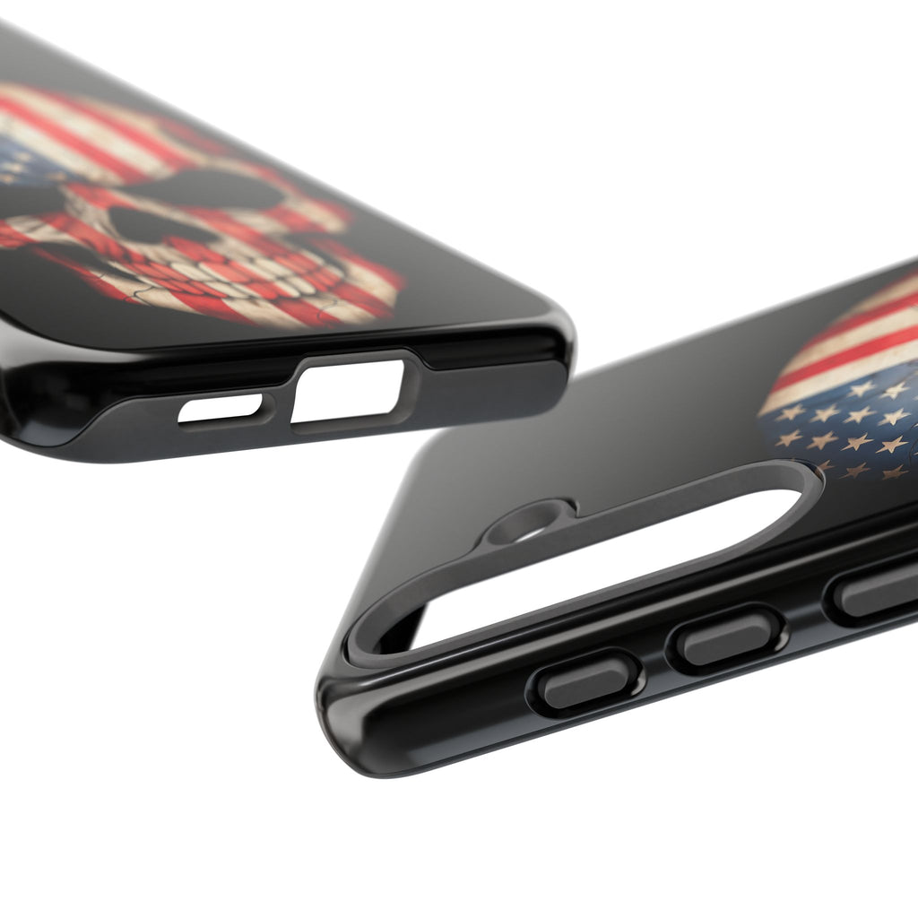 American Flag Skull Phone Case - Patriotic Tough Protective Cover
