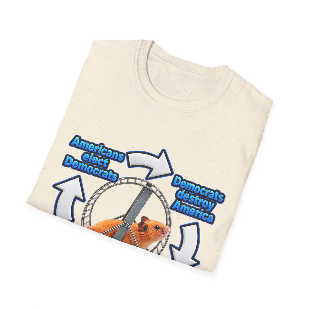 Hamster Wheel Politics T-Shirt — "Americans Elect/Destroy" Satire Tee