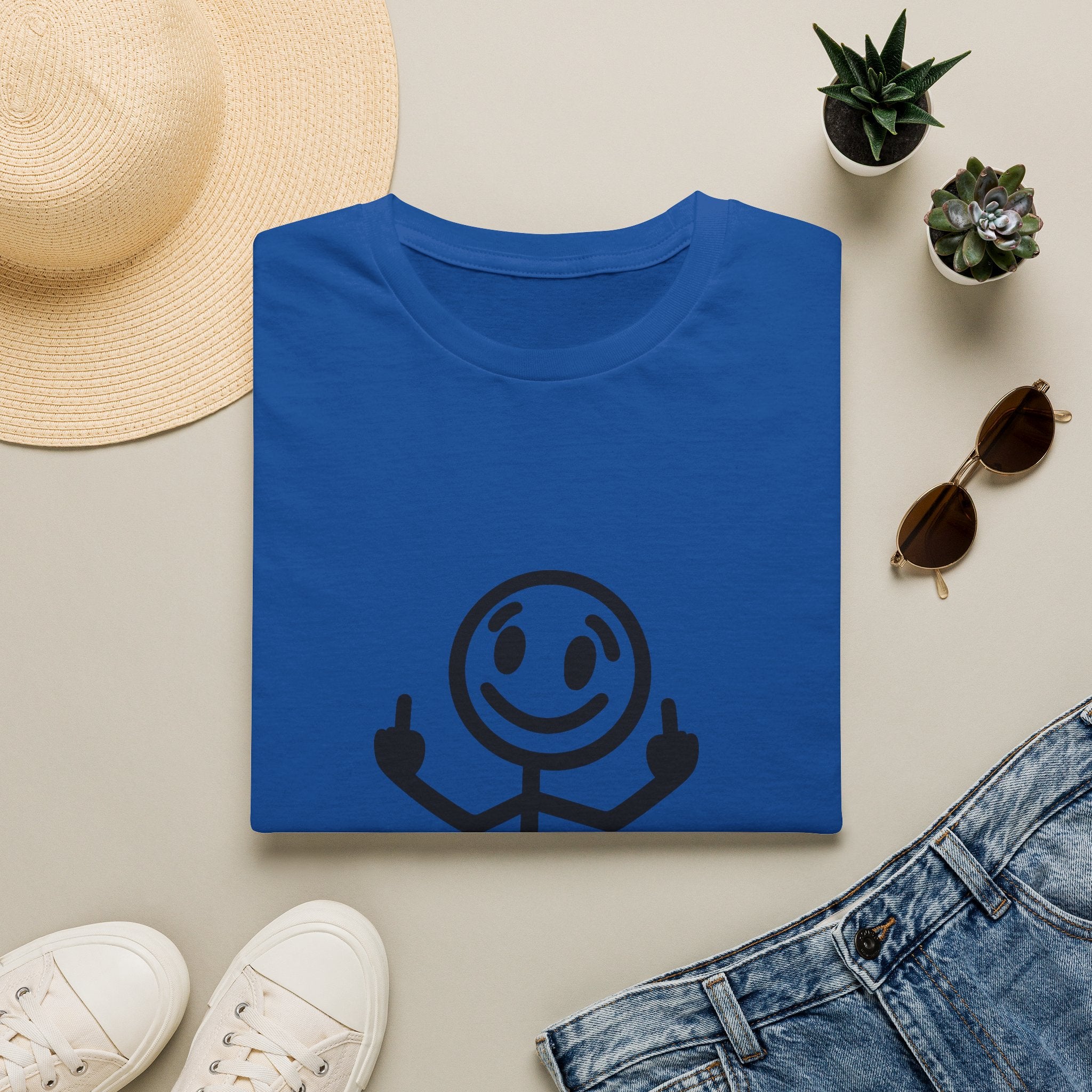 Graphic T-Shirt — 'Zero White Guilt' Smiley Stick Figure Middle Finger