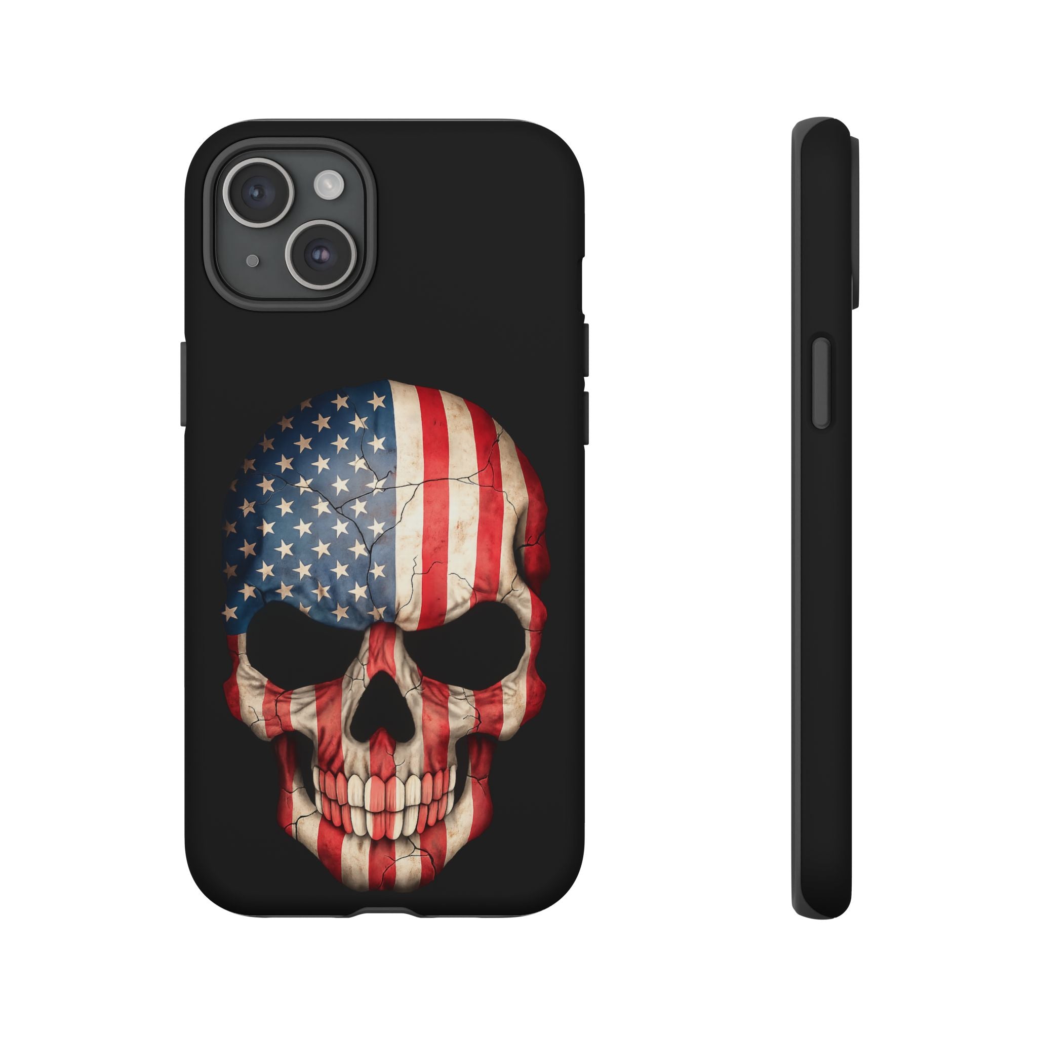 American Flag Skull Phone Case - Patriotic Tough Protective Cover