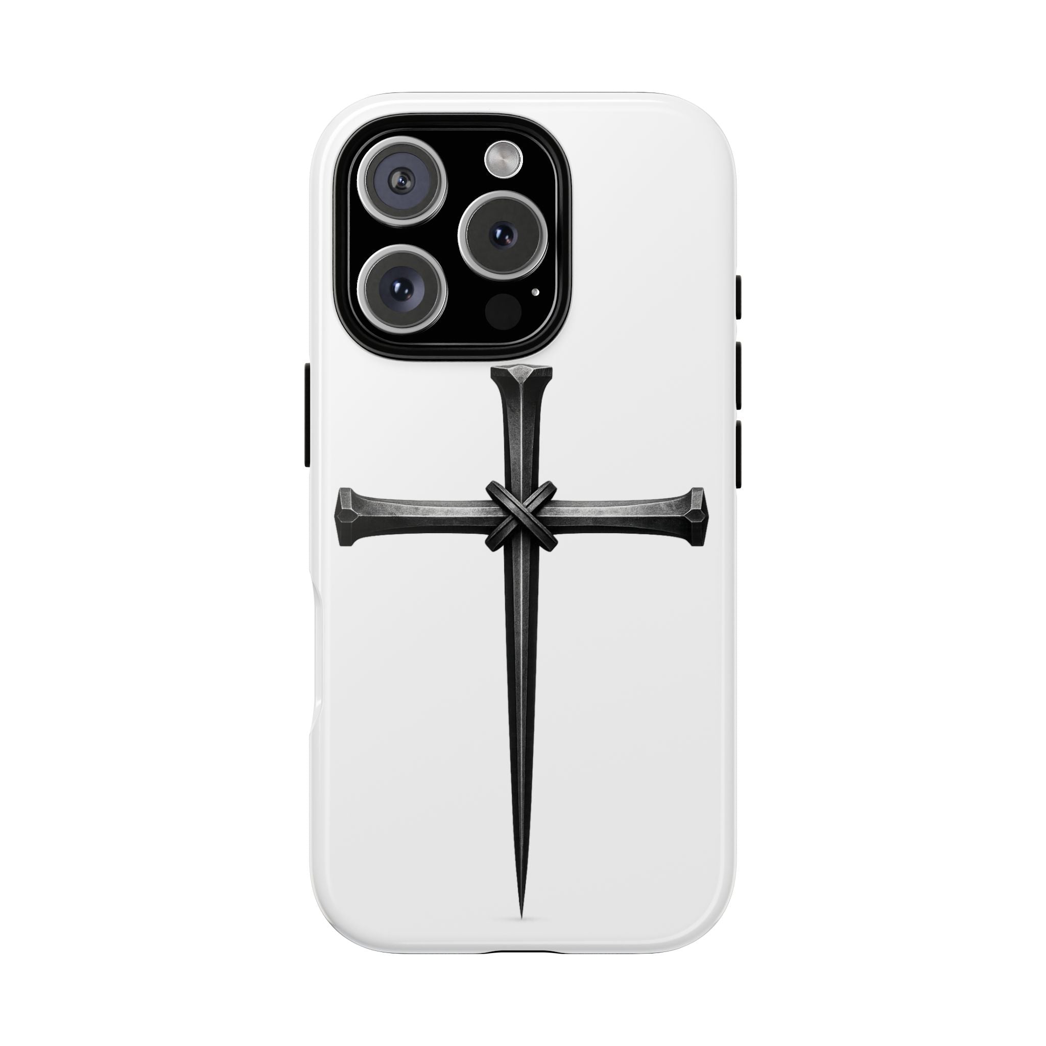 Nail Cross Tough Phone Case – Minimal Gothic Christian Armor for Samsung & iPhone