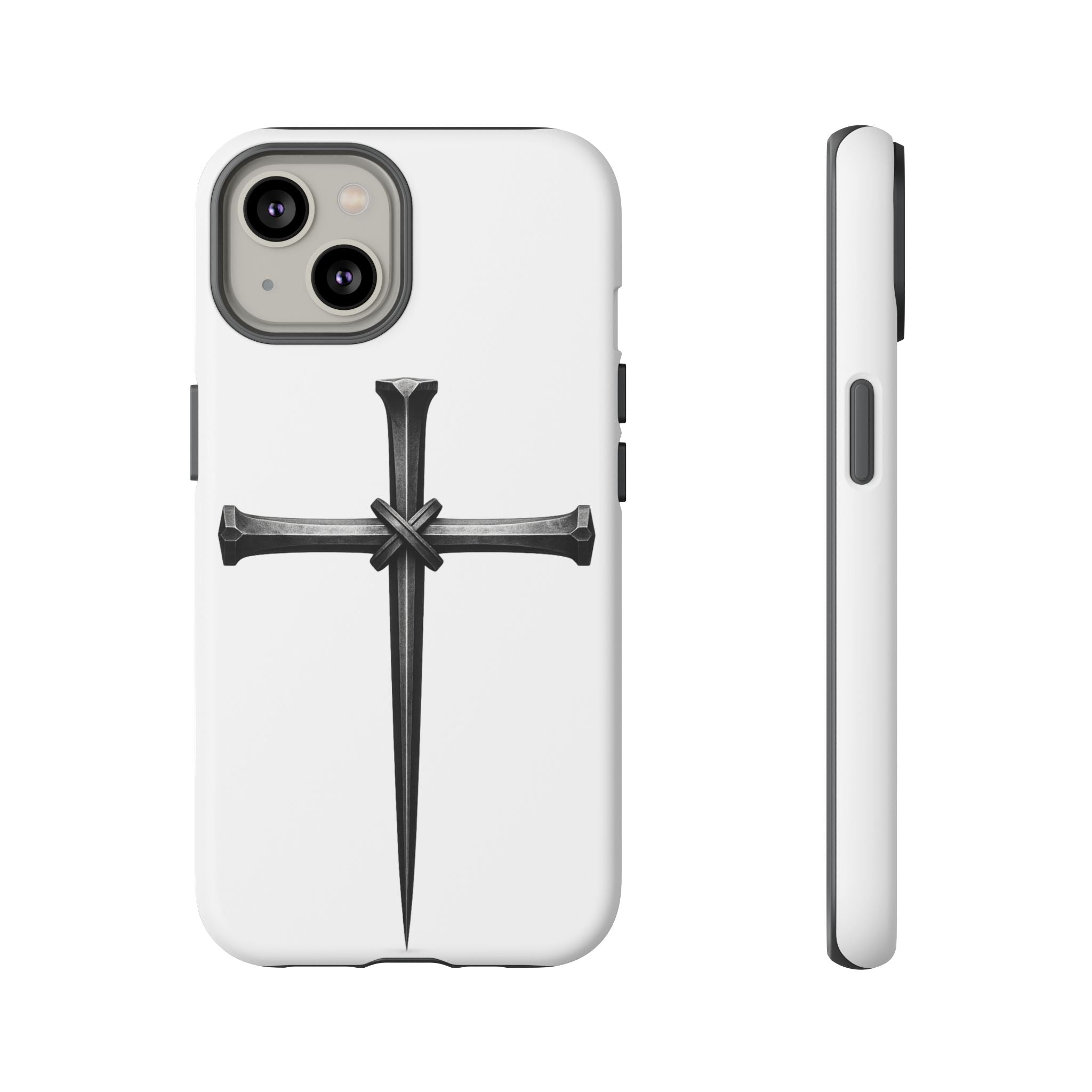 Nail Cross Tough Phone Case – Minimal Gothic Christian Armor for Samsung & iPhone