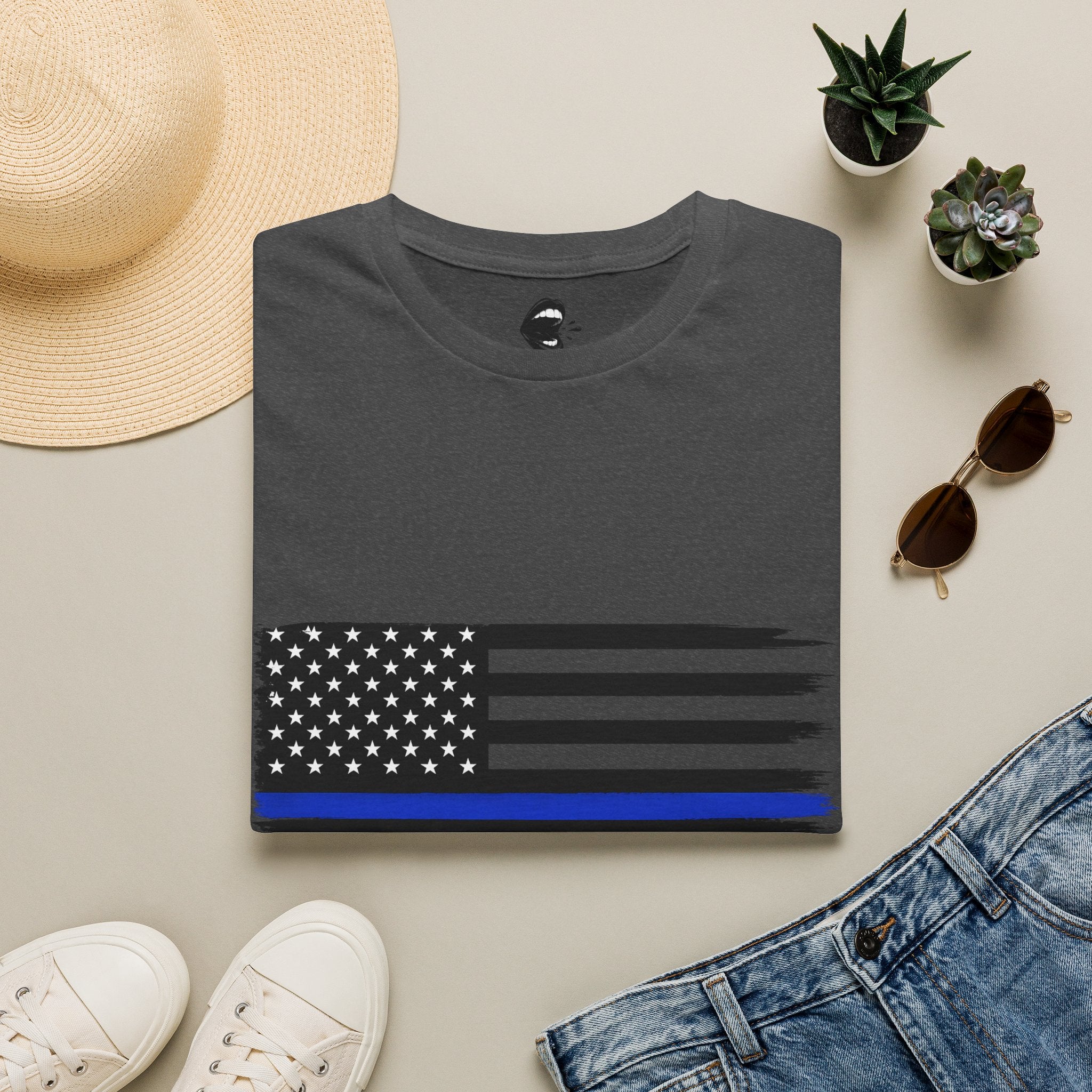 T-Shirt — Thin Blue Line American Flag "Back The Blue" Patrol Tee