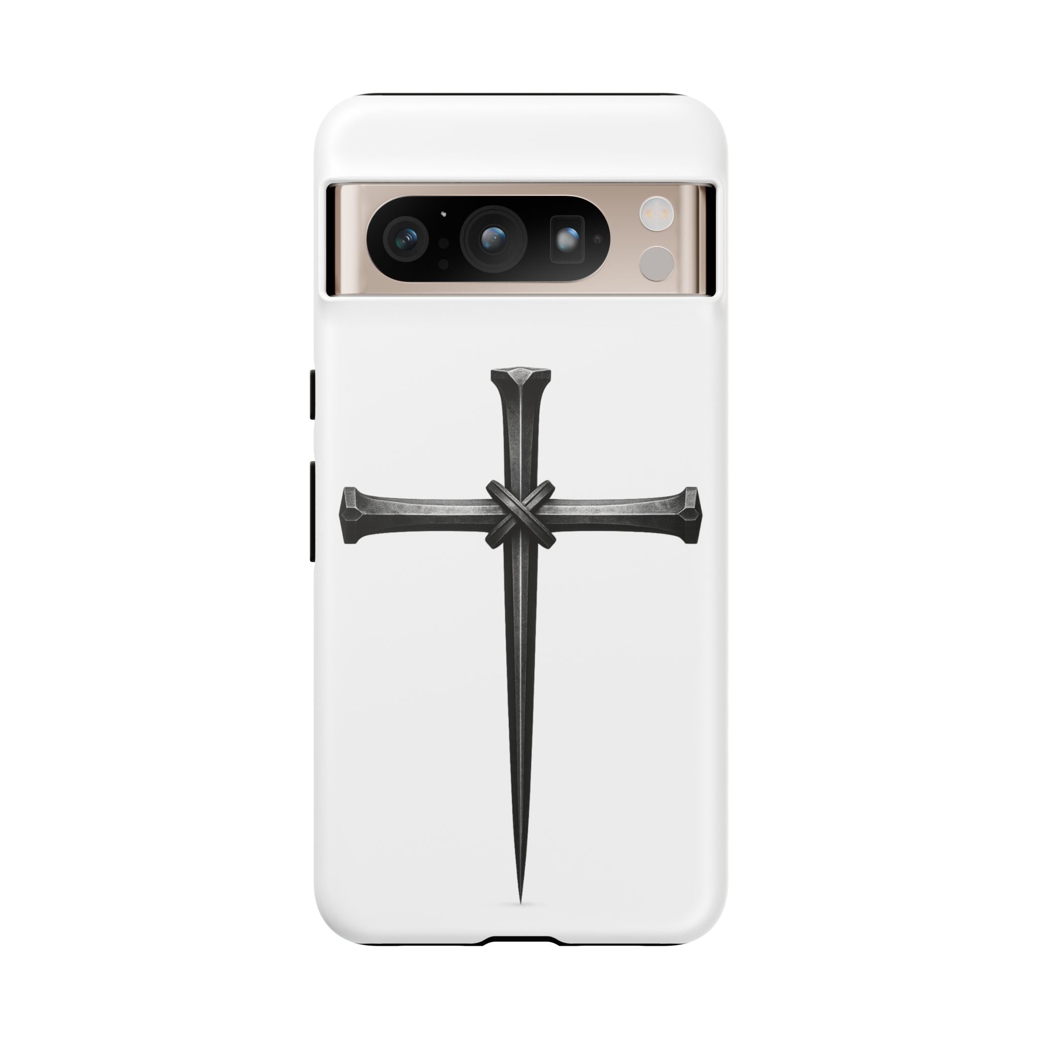 Nail Cross Tough Phone Case – Minimal Gothic Christian Armor for Samsung & iPhone