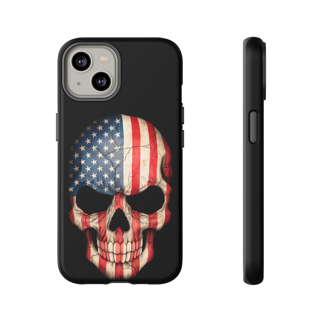 American Flag Skull Phone Case - Patriotic Tough Protective Cover