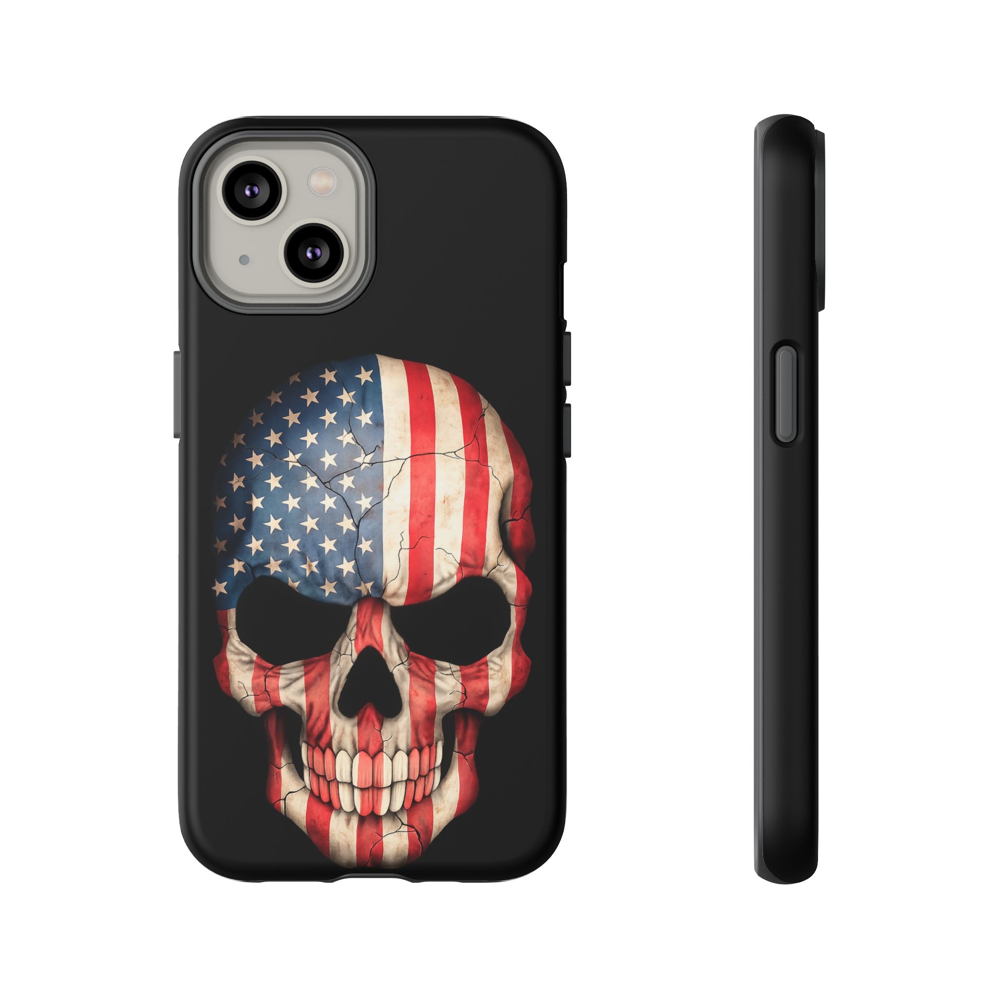 American Flag Skull Phone Case - Patriotic Tough Protective Cover