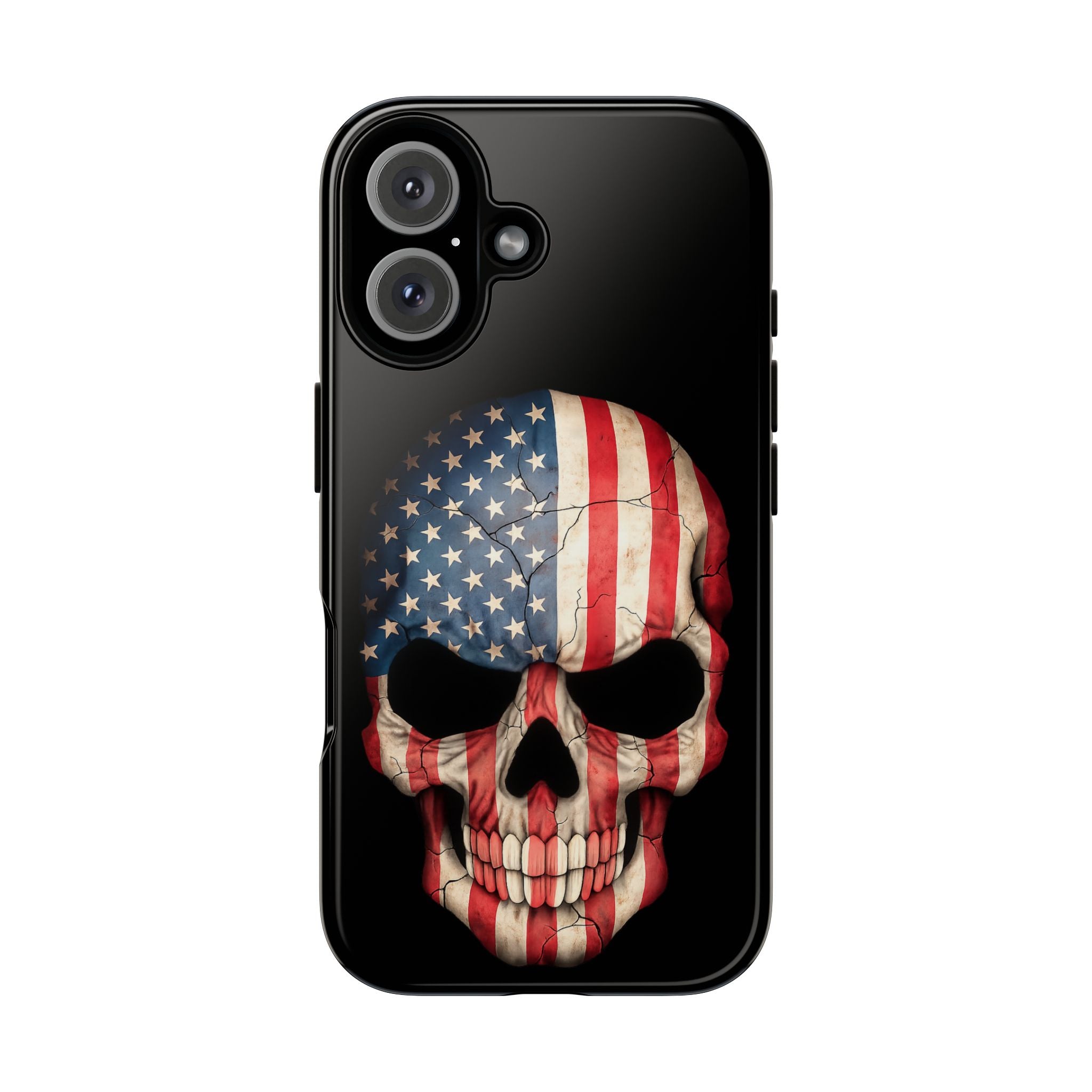 American Flag Skull Phone Case - Patriotic Tough Protective Cover
