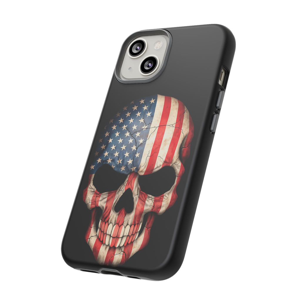 American Flag Skull Phone Case - Patriotic Tough Protective Cover