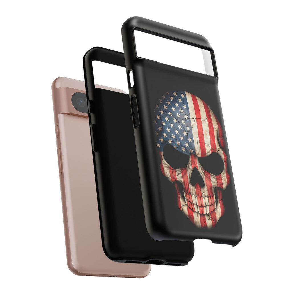 American Flag Skull Phone Case - Patriotic Tough Protective Cover