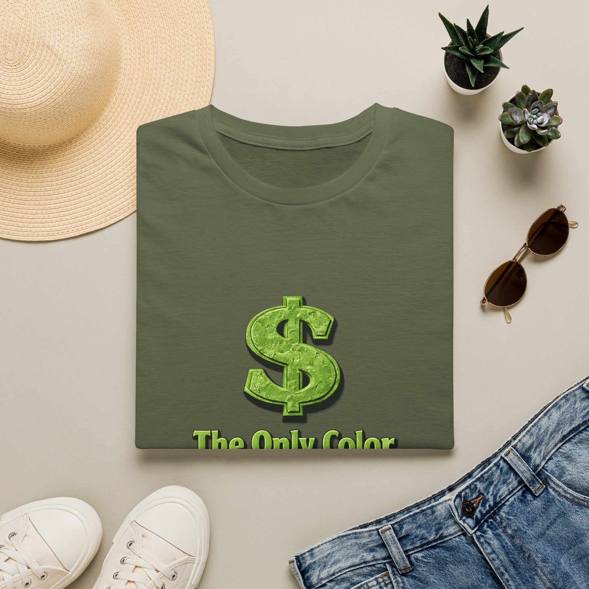 T-Shirt: "The Only Color That Matters Is Green" Dollar Sign Graphic Tee