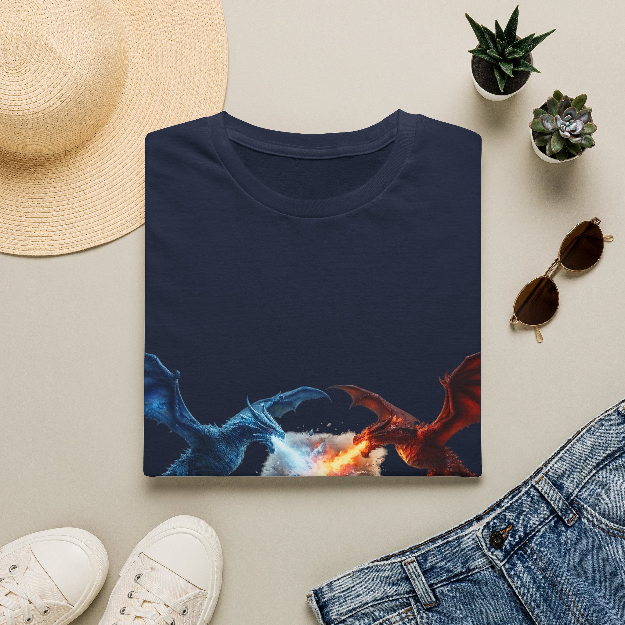 Dragon Duel T-Shirt — Fire vs Ice- Wyverns Graphic Tee