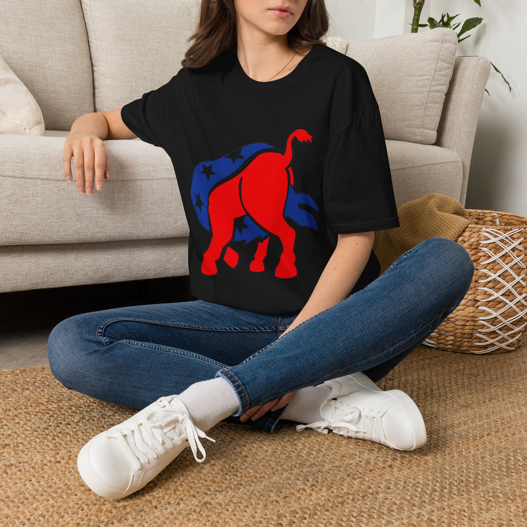 Elephant Political Graphic T-Shirt — Patriotic Red, White & Blue Design