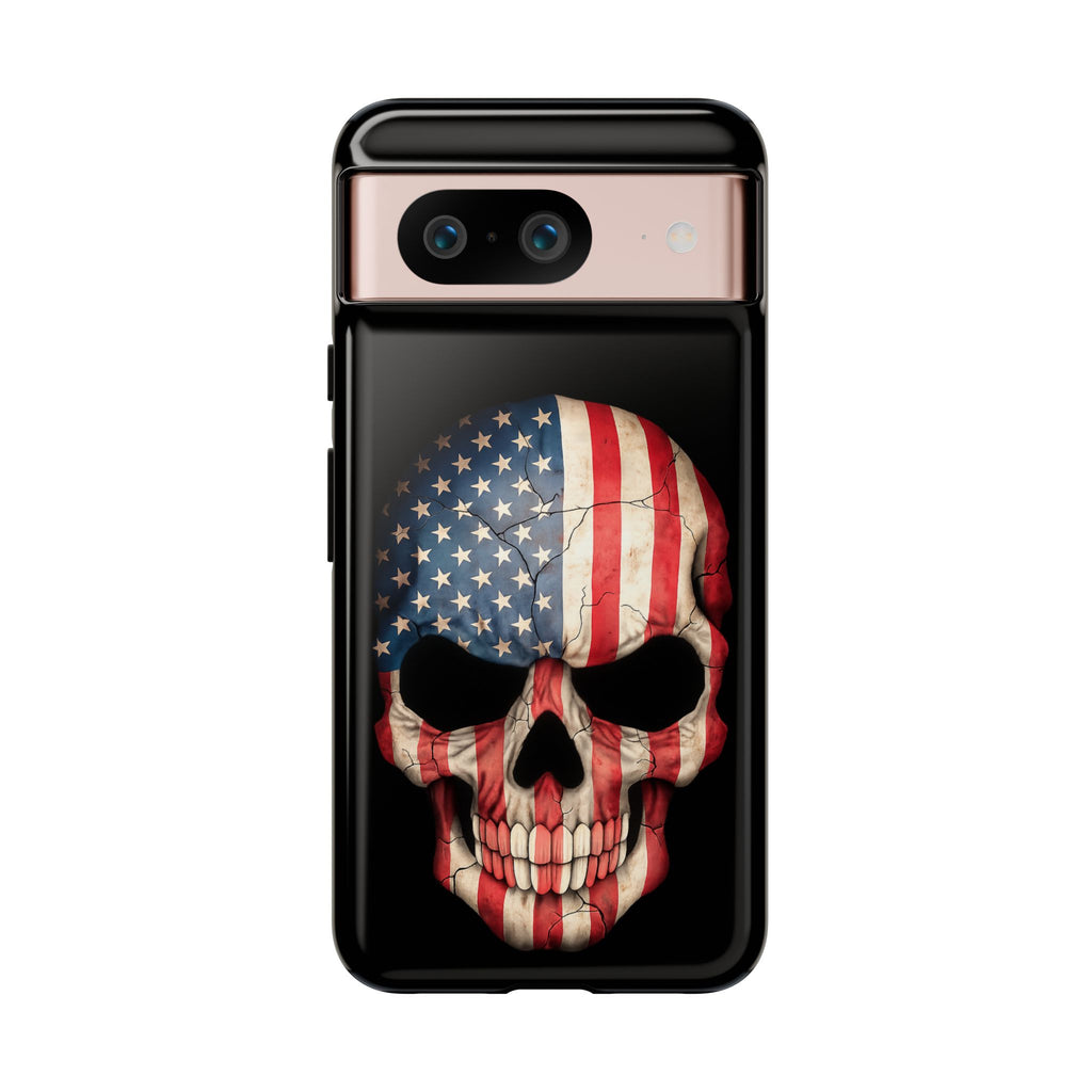 American Flag Skull Phone Case - Patriotic Tough Protective Cover