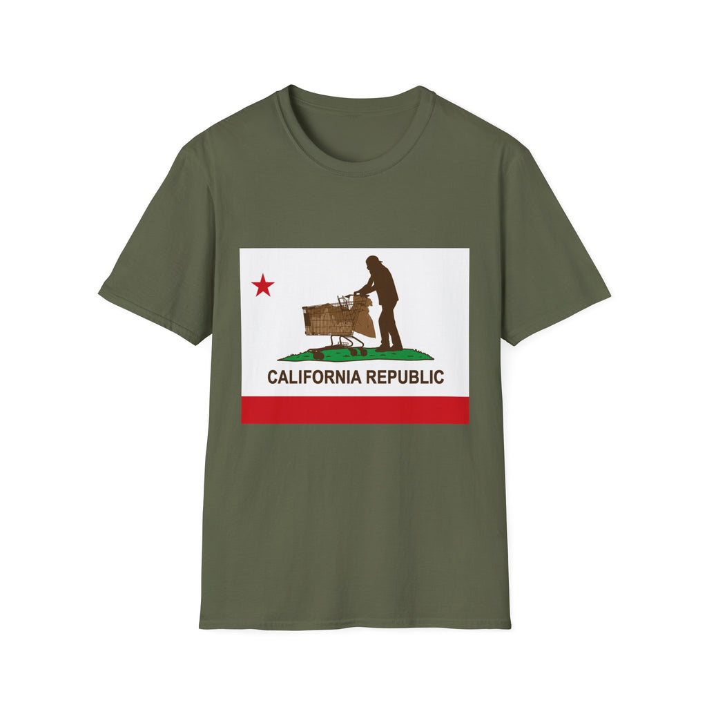 California Republic Grocery Cart T-Shirt — Funny State Flag Design