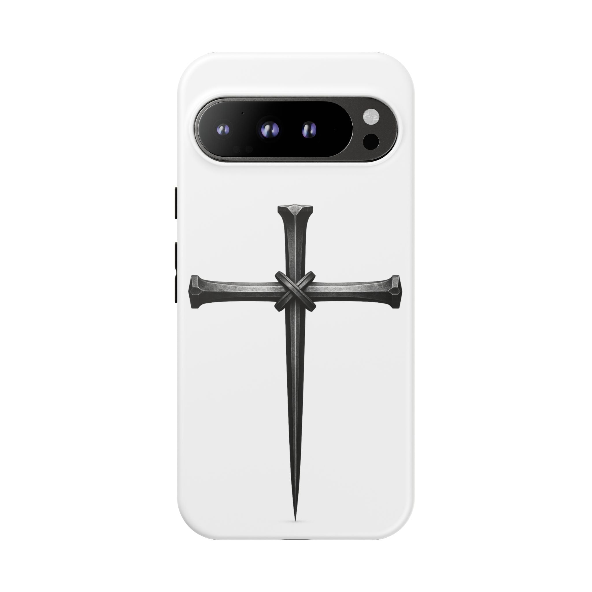 Nail Cross Tough Phone Case – Minimal Gothic Christian Armor for Samsung & iPhone