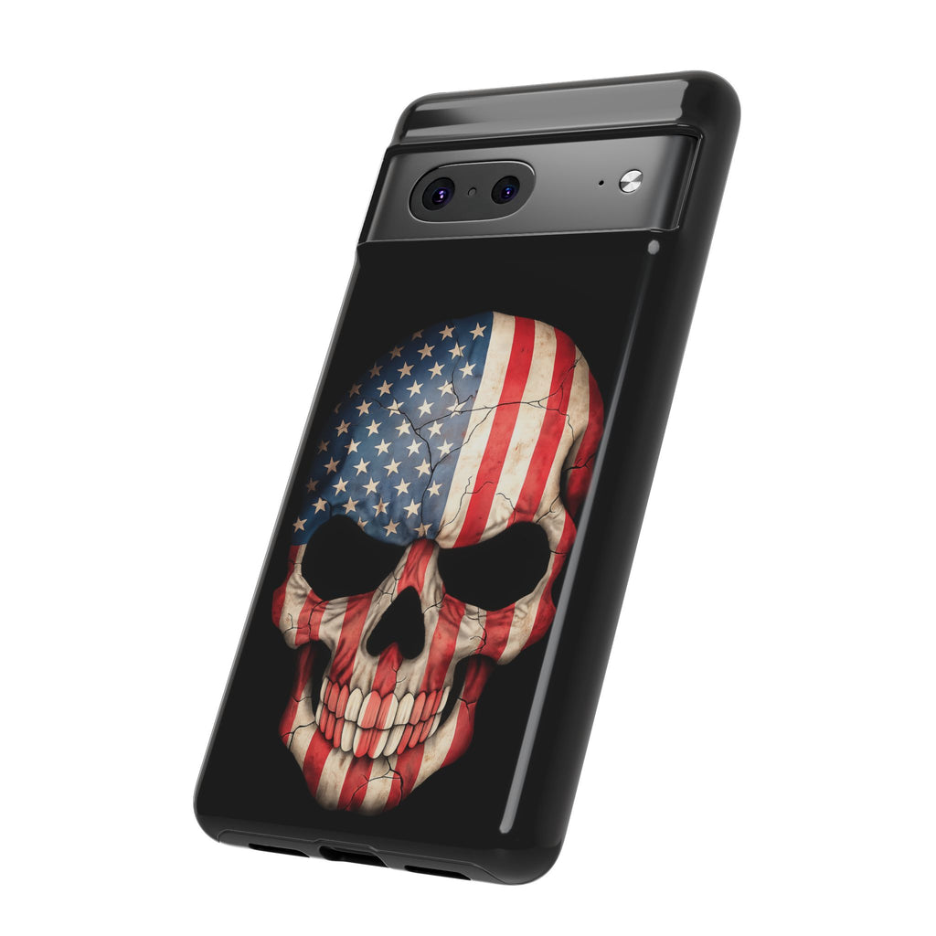 American Flag Skull Phone Case - Patriotic Tough Protective Cover